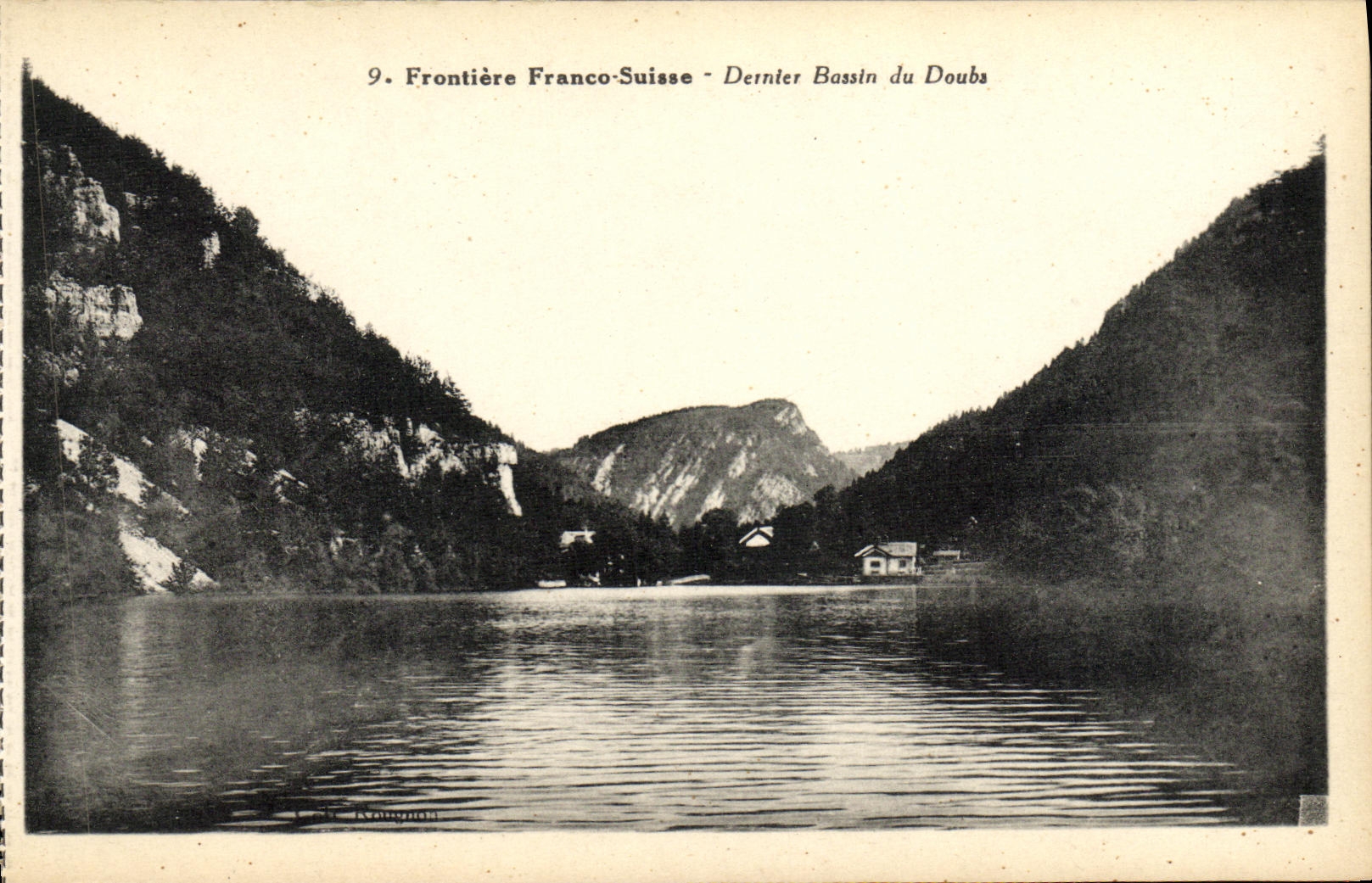 VINTAGE POSTCARD Border the Free Swiss Last Basin Of Doubs