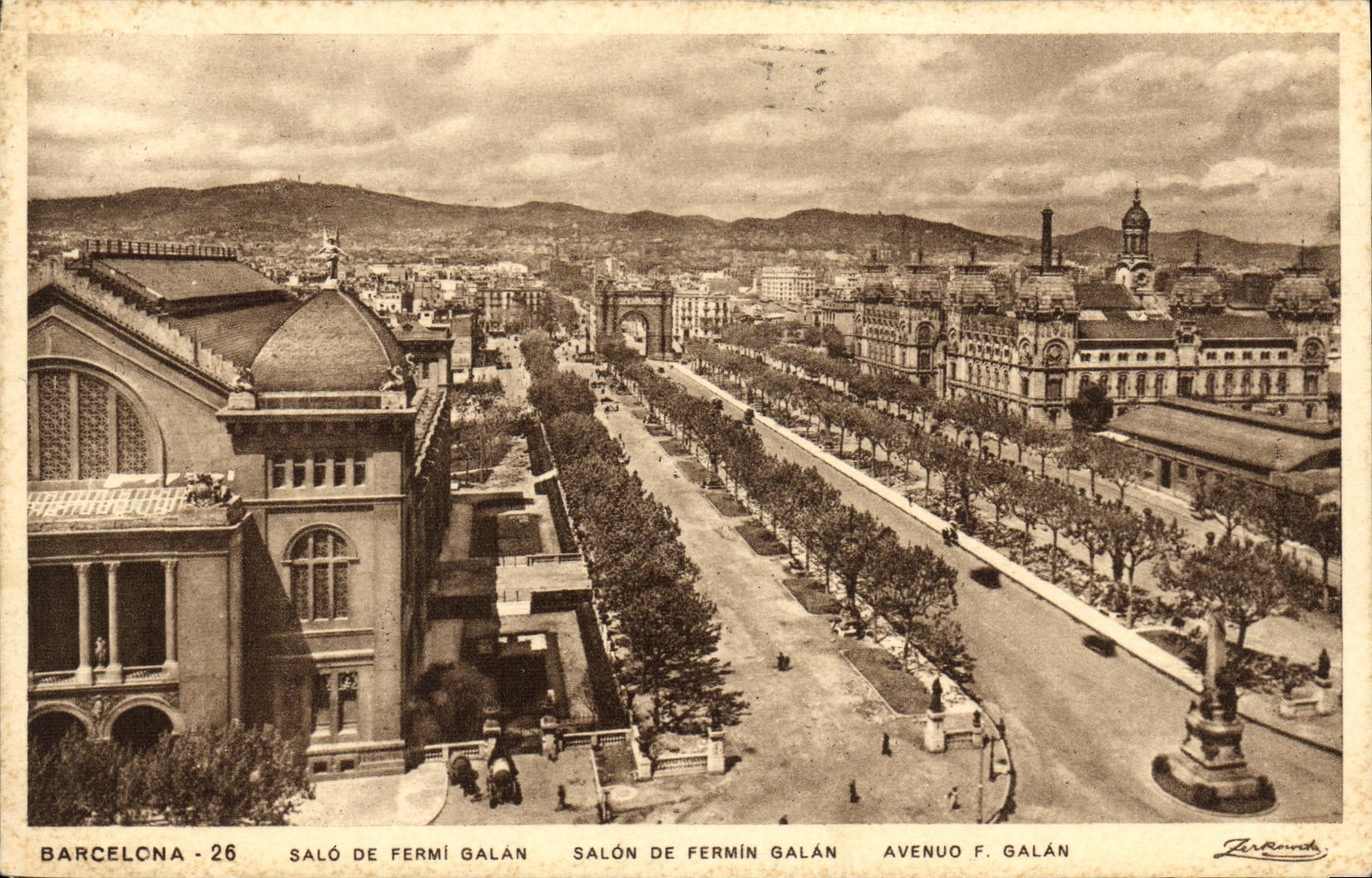 VINTAGE POSTCARD Barcelona Salo de Fermin Galan Avenuo F Galan