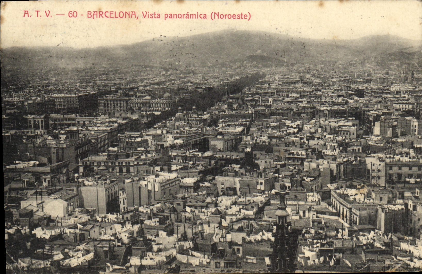 POSTAL Barcelona Vista Panoramica Noroeste de la VENDIMIA