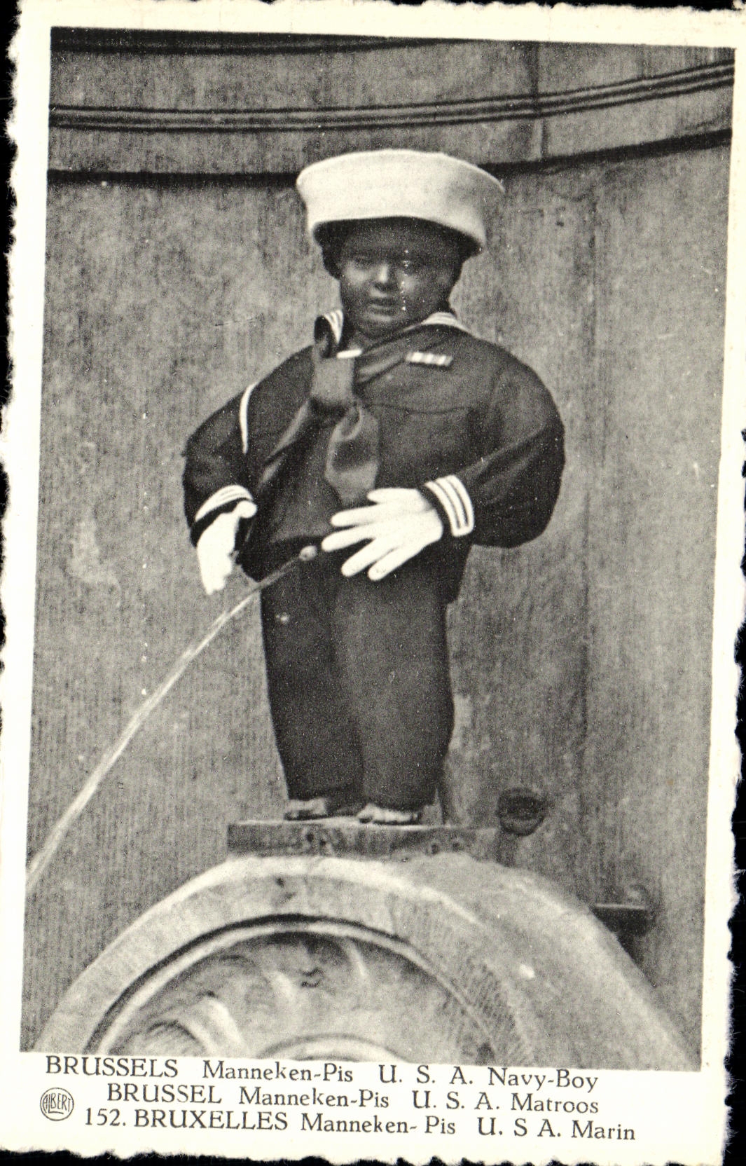 POSTAL Bruselas Manneken de la VENDIMIA peor el muchacho del criado de la marina de los E.E.U.U.
