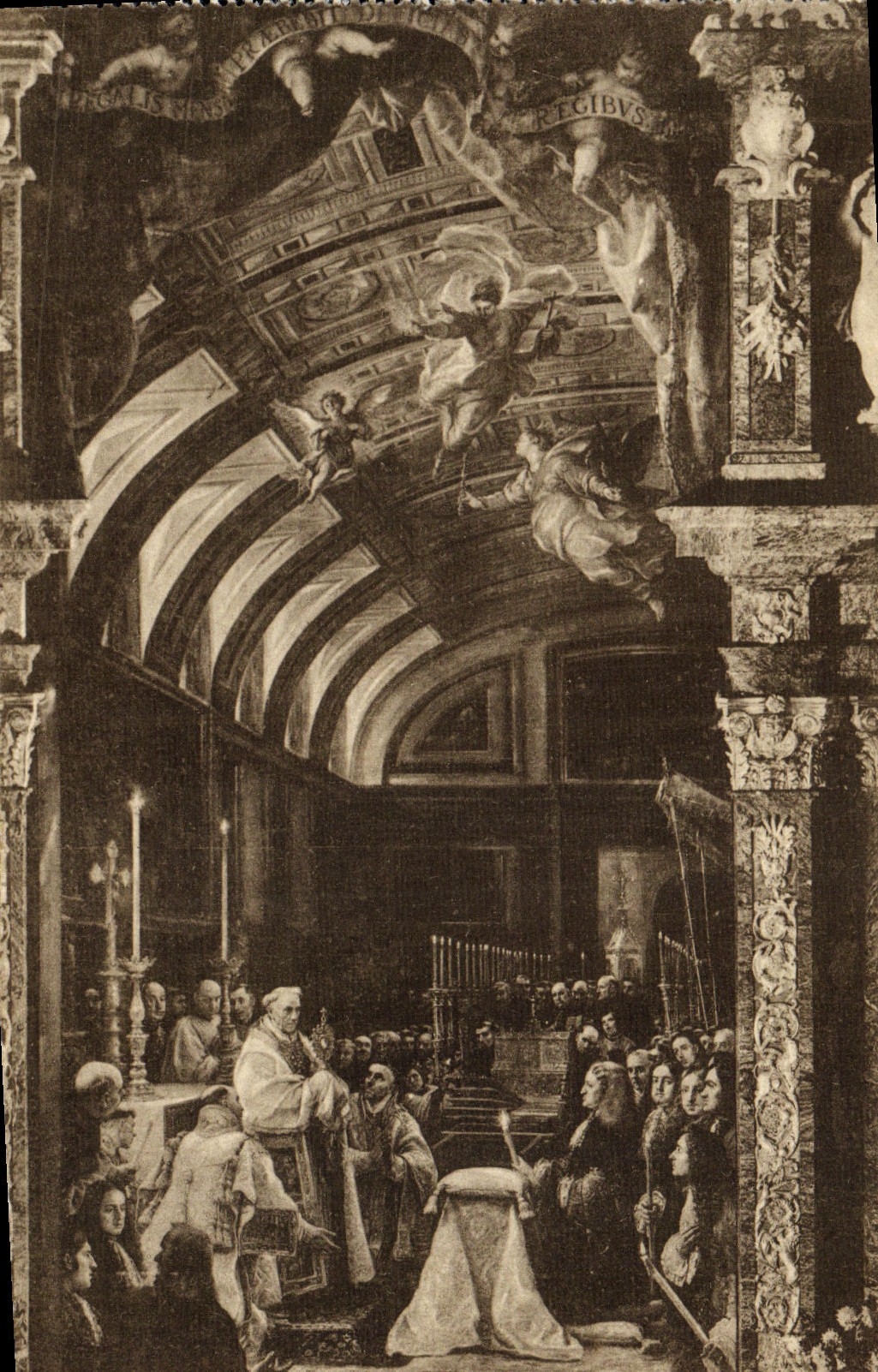 EL Escorial Sacristia F Coello de la POSTAL de la VENDIMIA que la Sagrada formó