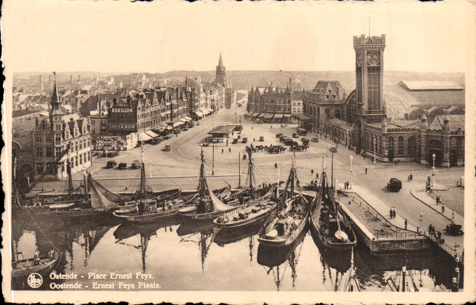 La POSTAL Ostende de la VENDIMIA coloca los barcos de Ernesto Peys