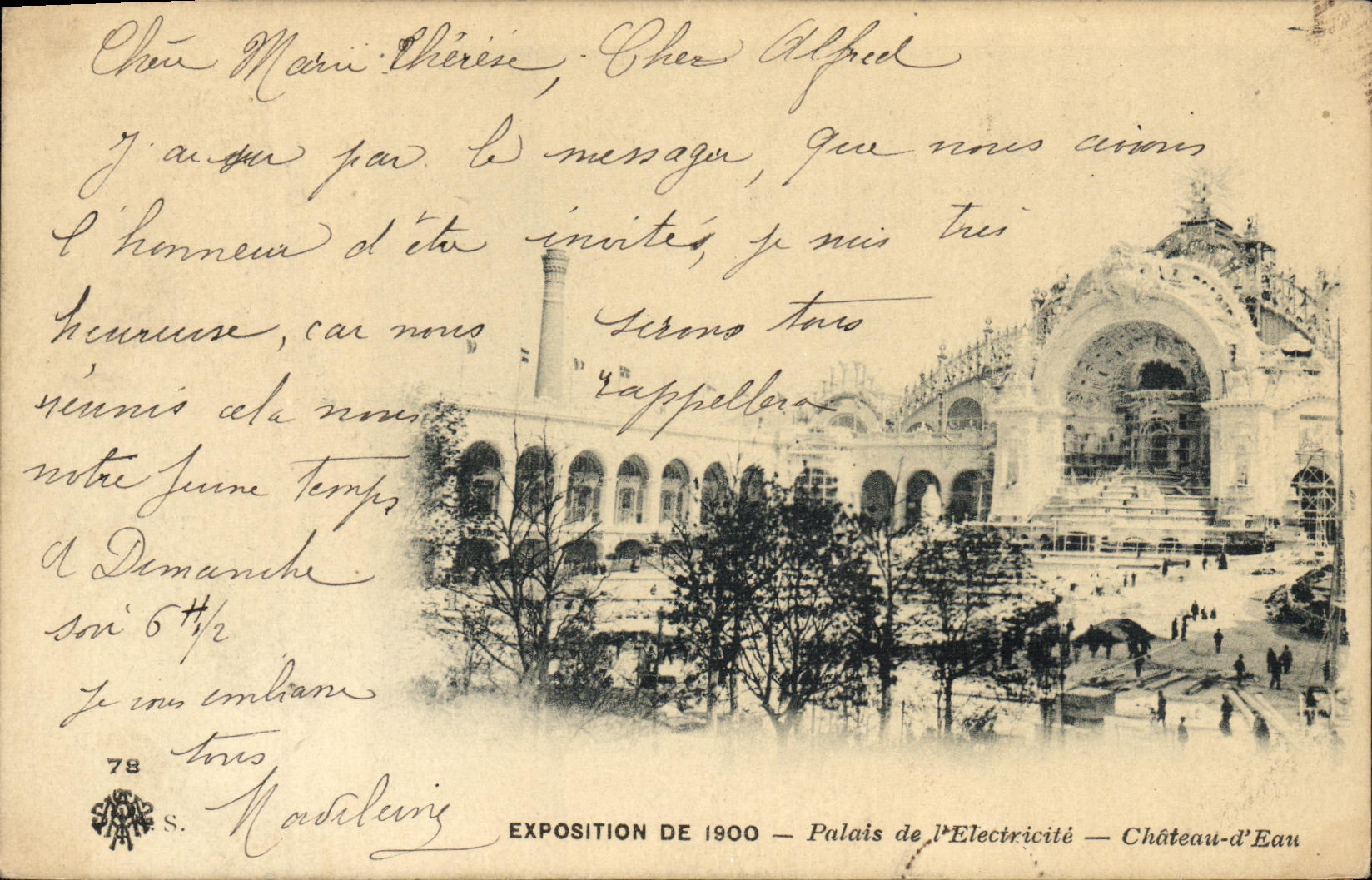 VINTAGE POSTCARD Fair Of Palate OF 1900 Electricity Tower Water