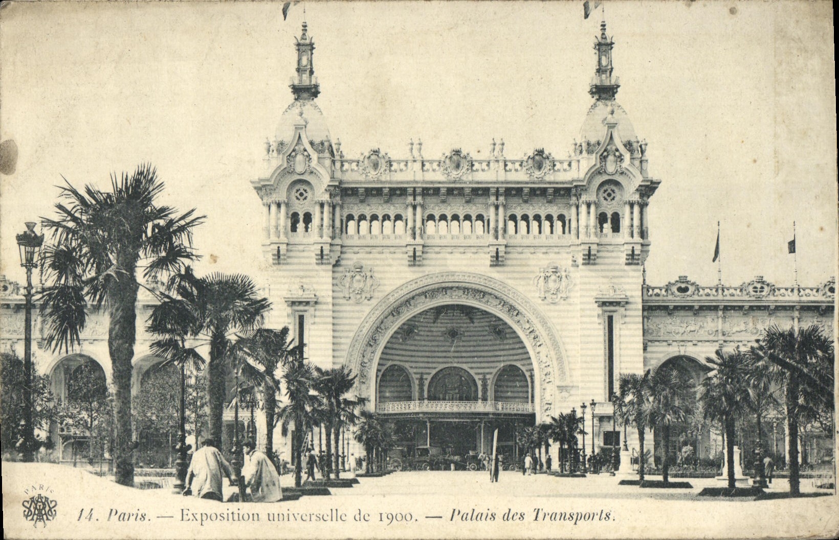 Feria de mundo de París de la POSTAL de la VENDIMIA París 1900 el paladar del transporte