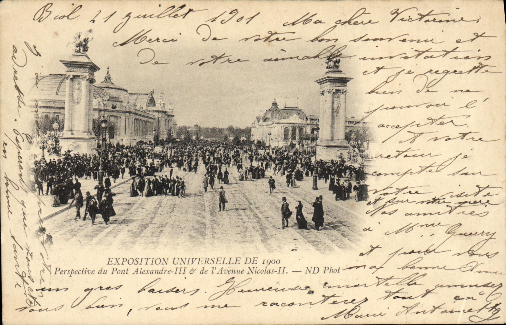 CPA Exposition Universelle de 1900 Perspective du pont alexandre III et de l'avenue Nicolas II