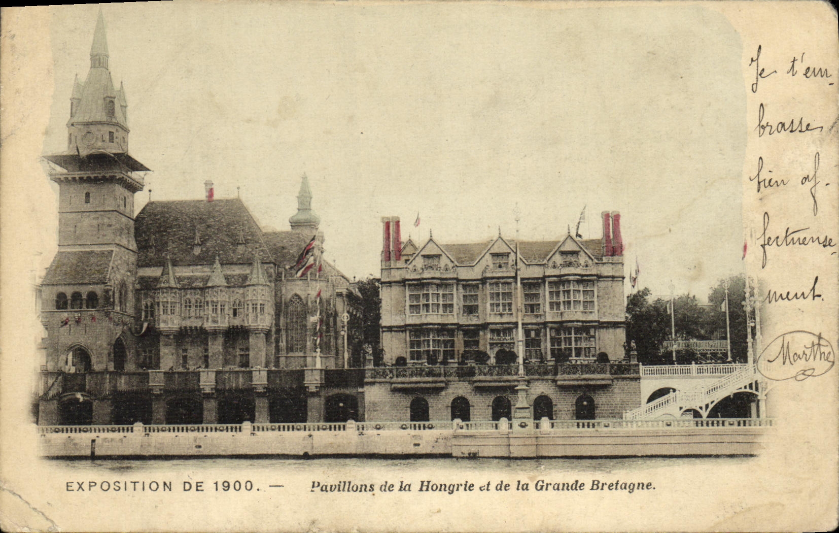 VINTAGE POSTCARD Fair Of 1900 Paris Houses of Hungary and the United Kingdom