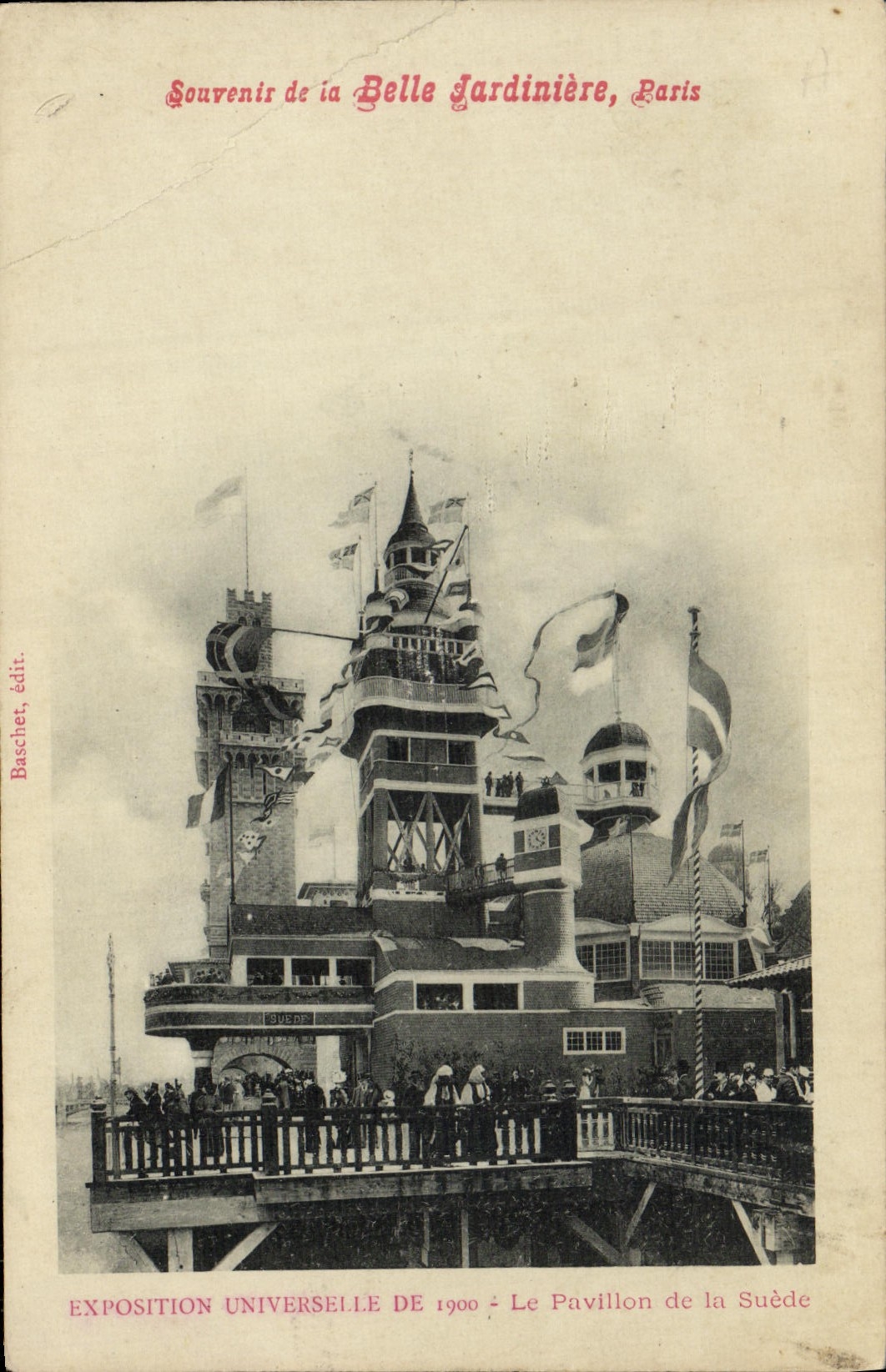 VINTAGE POSTCARD To remember Of the Beautiful Flower stand bets World Fair Of the House of Sweden