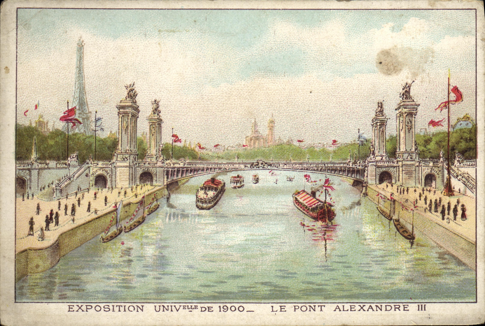 VINTAGE POSTCARD World Fair Of the Bridge Alexandre III Eiffel Tower