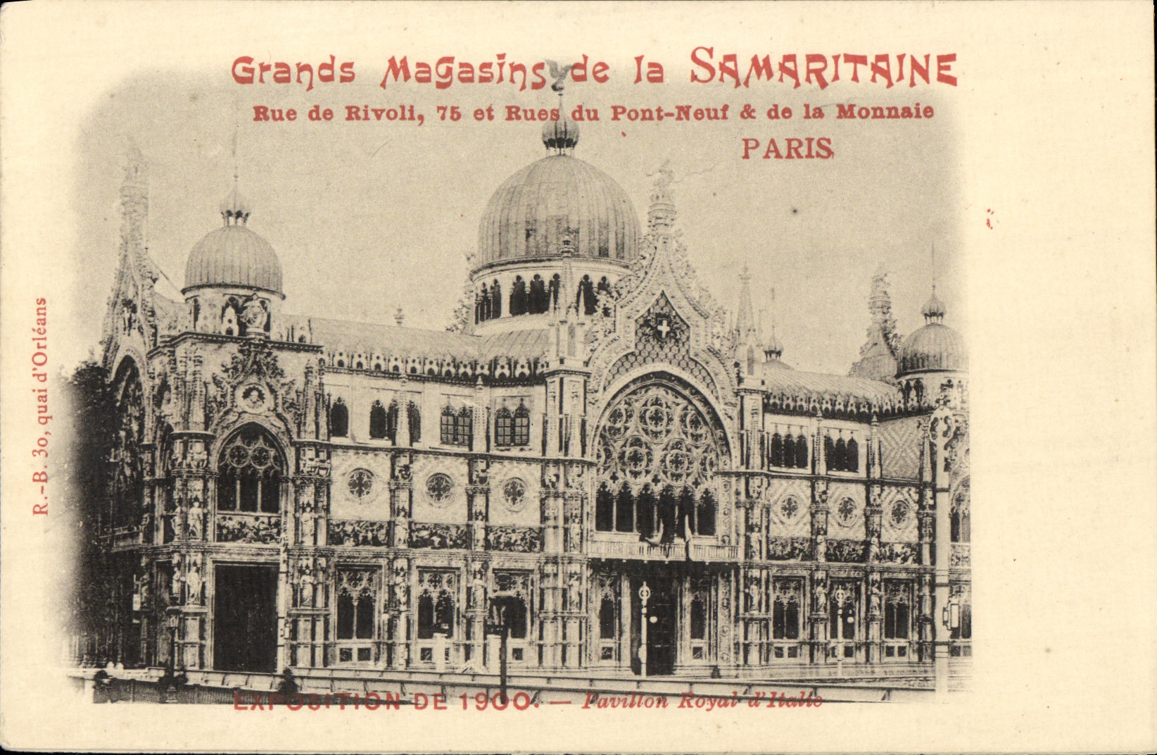 Feria de mundo de la POSTAL de la VENDIMIA de los almacenes grandes de la casa real del samaritaine de Italia