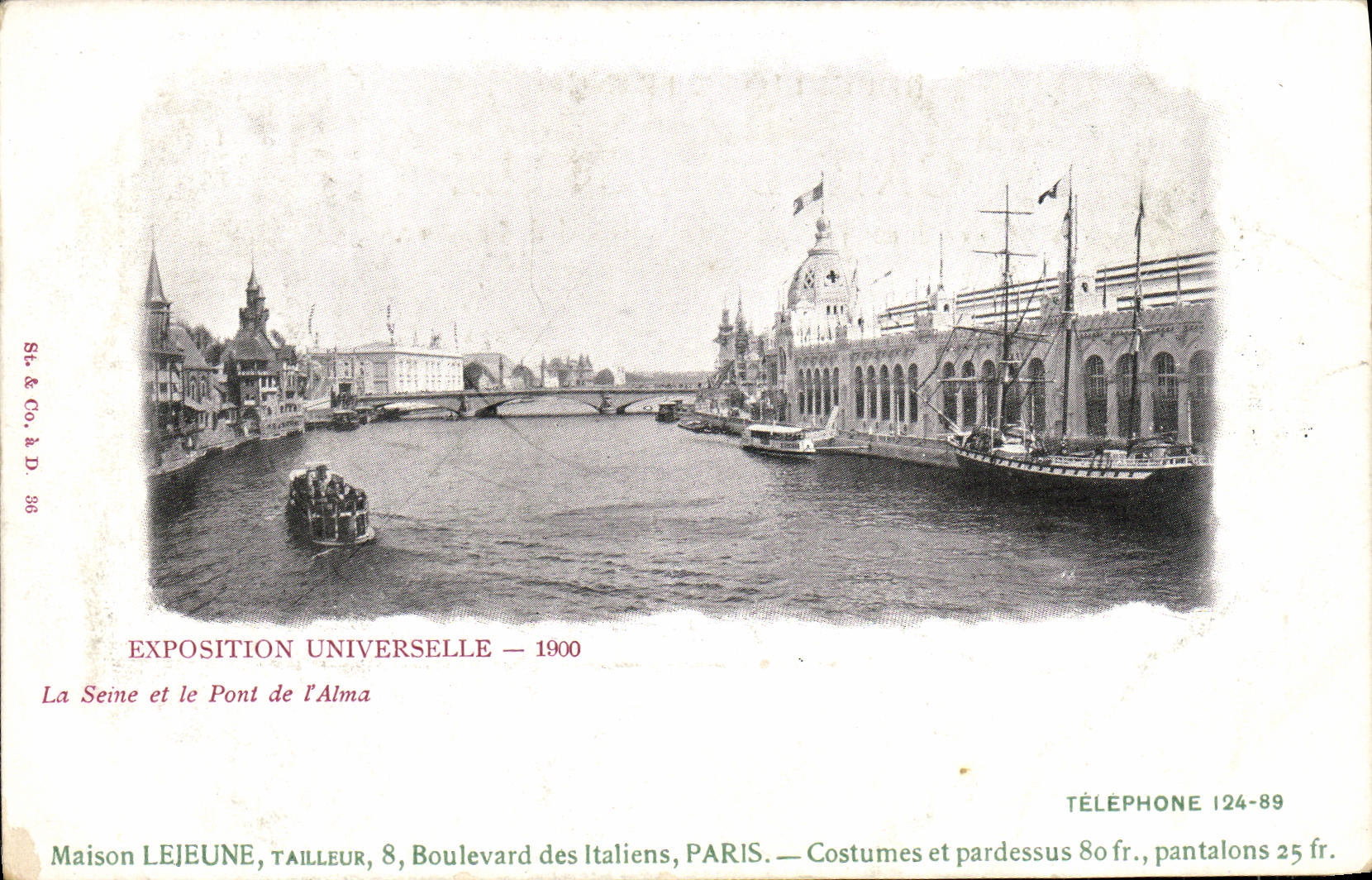 VINTAGE POSTCARD World Fair Sows It and the bridge of the alma Paris