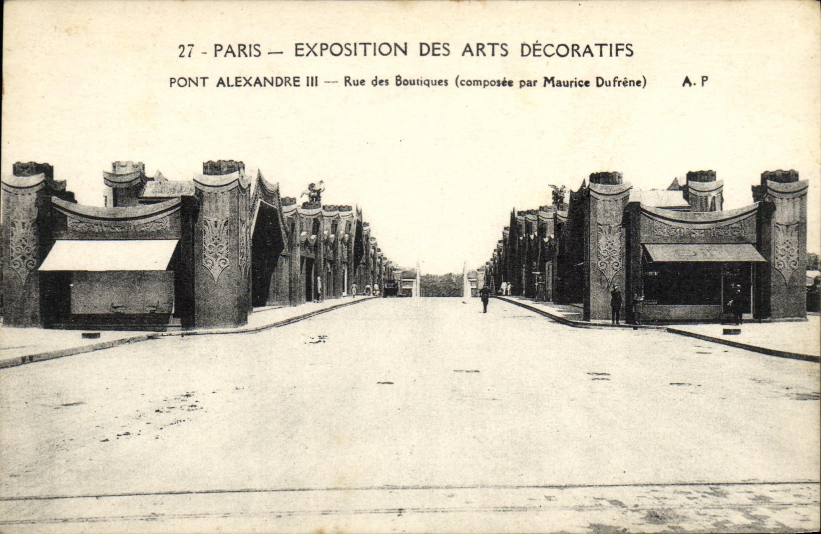 CPA Paris Expostition des arts decoratifs pont alexandre III Rue des Boutiques
