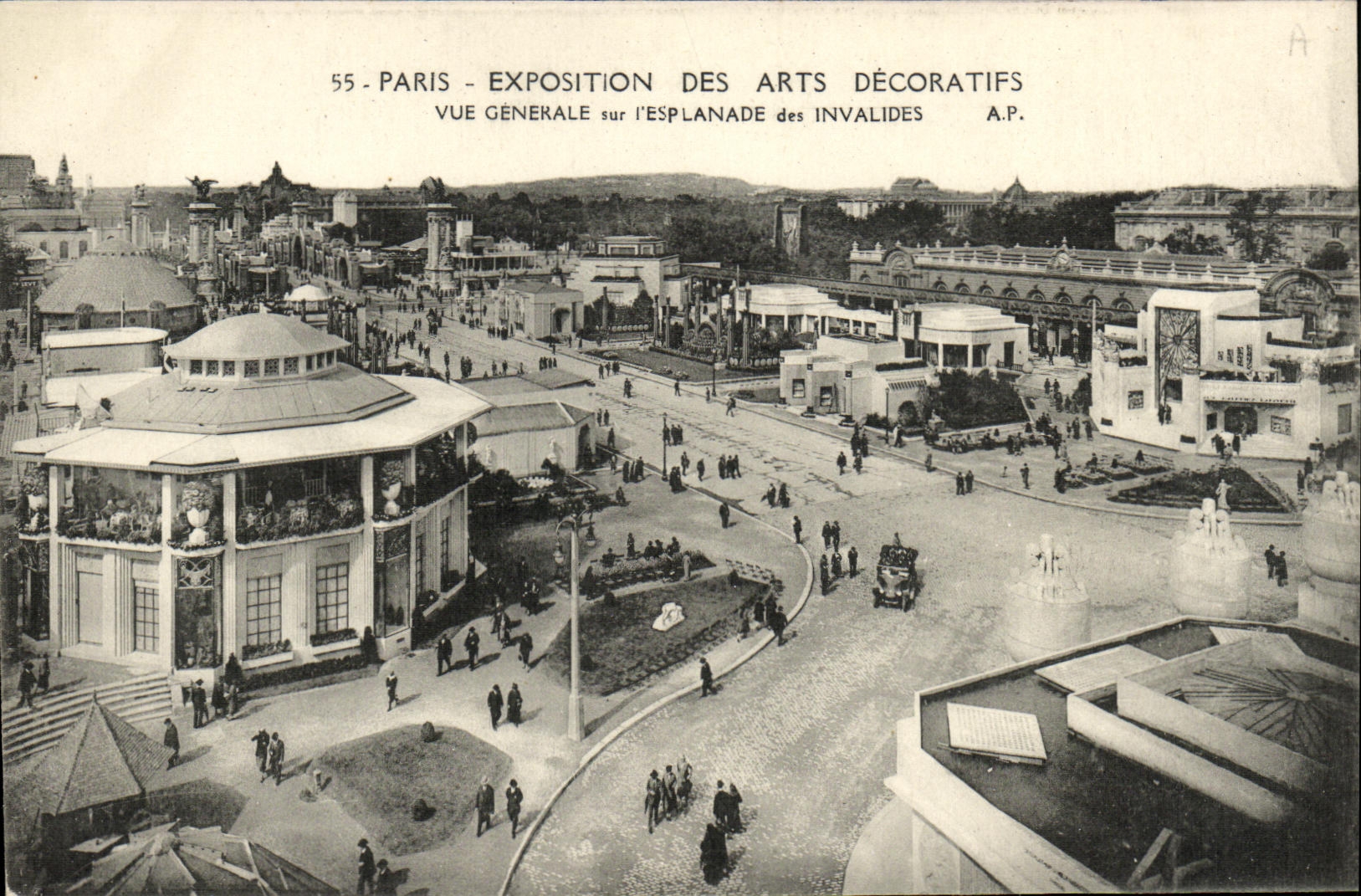 POSTAL París Expostition de la VENDIMIA de la opinión decorativa de los artes sobre la explanada de los invalids