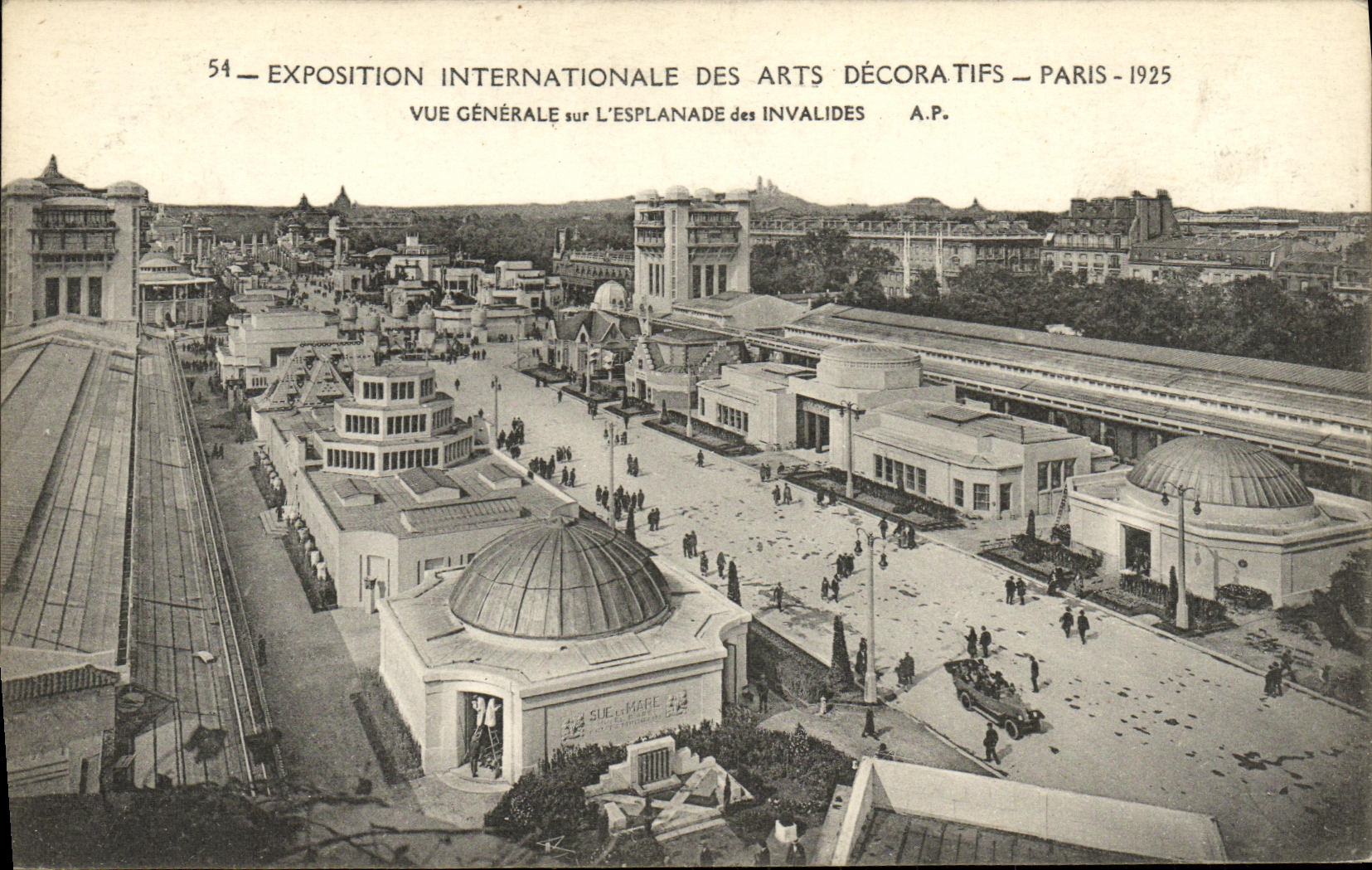 International de Expostition de la POSTAL de la VENDIMIA de la opinión decorativa de los artes sobre la explanada de los invalids