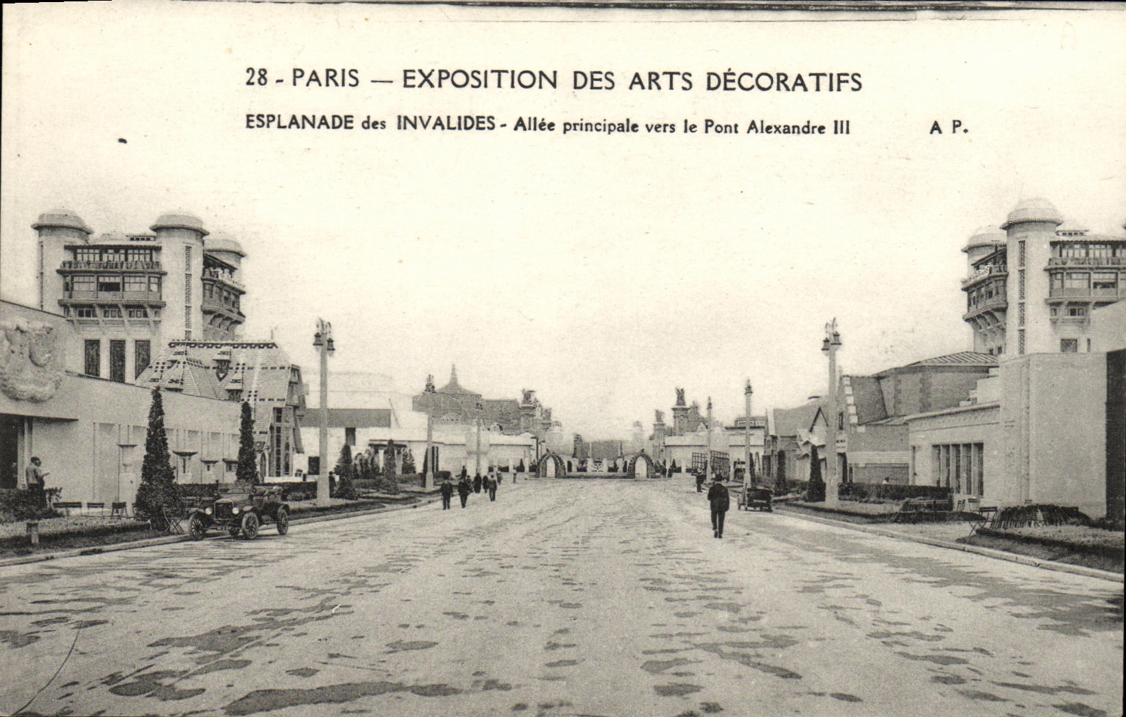 POSTAL París Expostition de la VENDIMIA de la explanada principal de los artes decorativos de los invalids idos hacia el puente Alejandro III