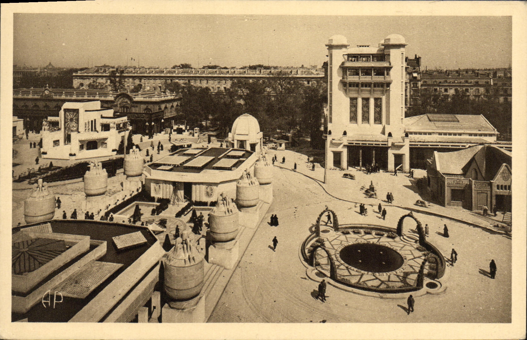 POSTAL París Expostition de la VENDIMIA del lugar decorativo de la opinión panorámica de los artes de los invalids