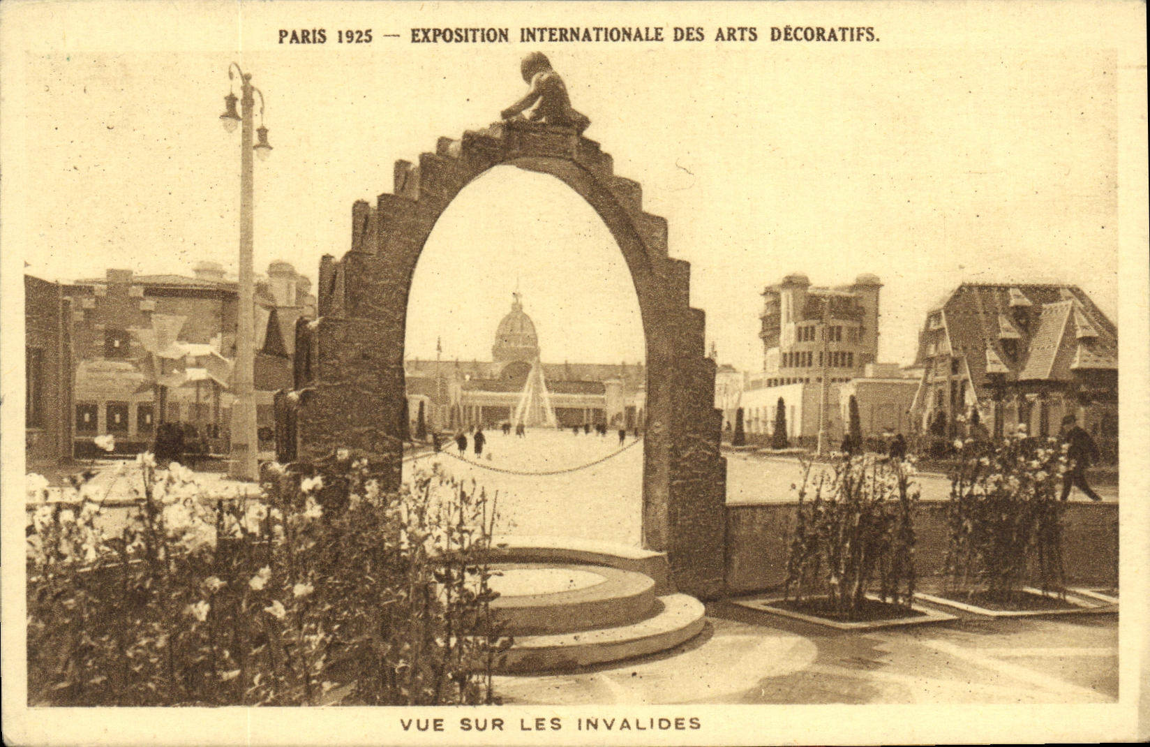 Exposición internacional de París de la POSTAL de la VENDIMIA de los artes decorativos vistos en los invalids