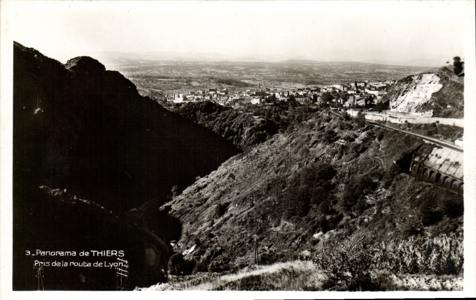 VINTAGE POSTCARD Panorama of Thiers Taken of the Road of Lyon