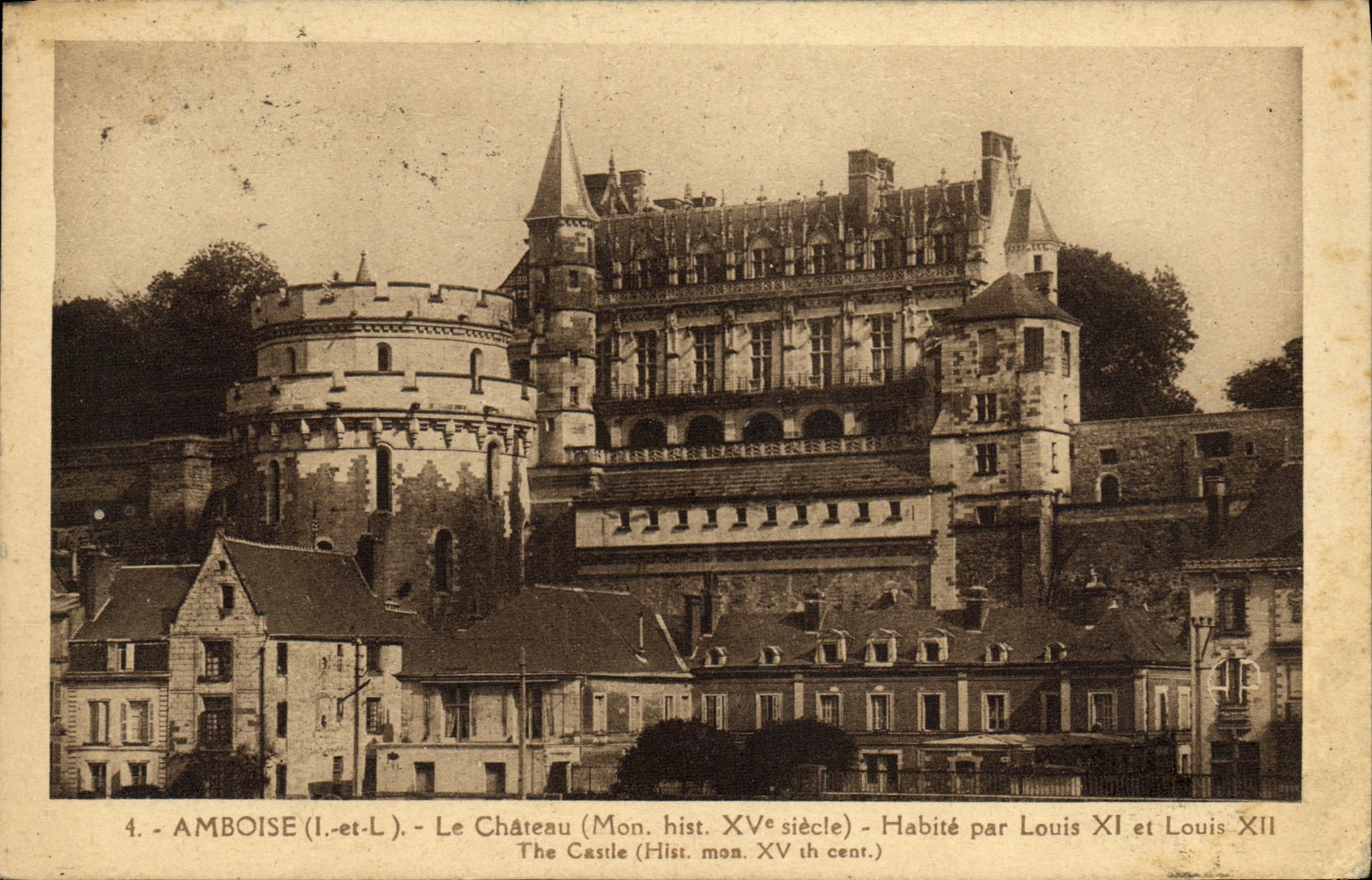 POSTAL Amboise de la VENDIMIA las vidas del castillo de Louis XI y de Louis XII