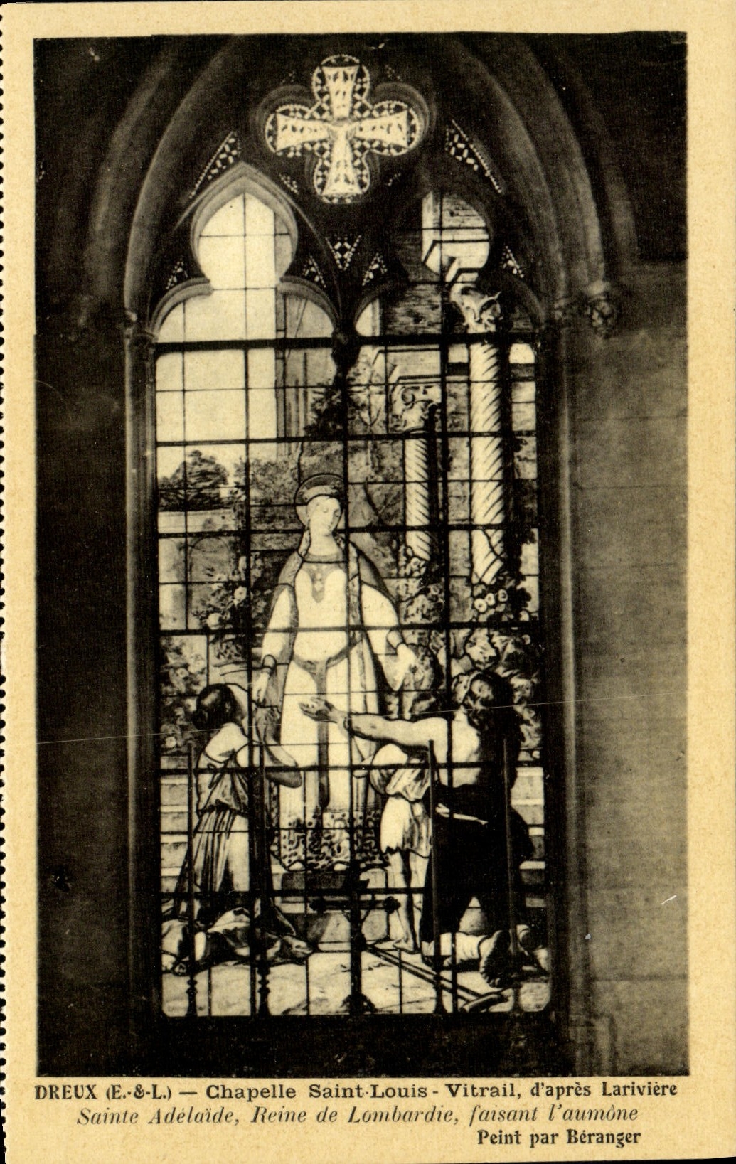 CPA Dreux Chapelle Saint Louis vitrail d'apres Lariviere Sainte Adelaide Reine de Lombardie 