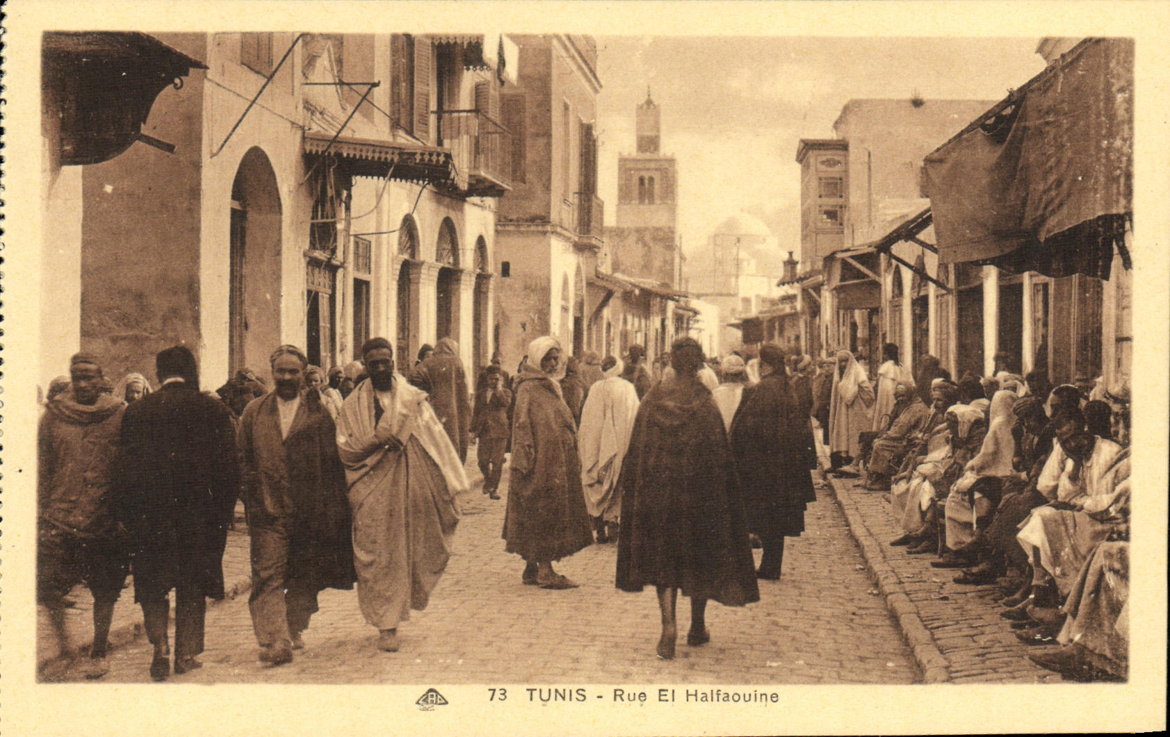 VINTAGE POSTCARD Tunis street of el halfaouine