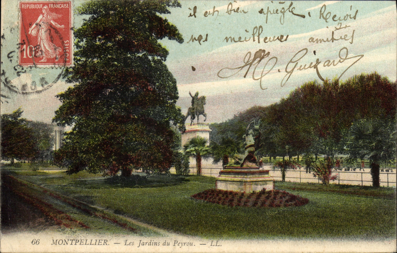 VINTAGE POSTCARD Montpellier Gardens Of Peyrou