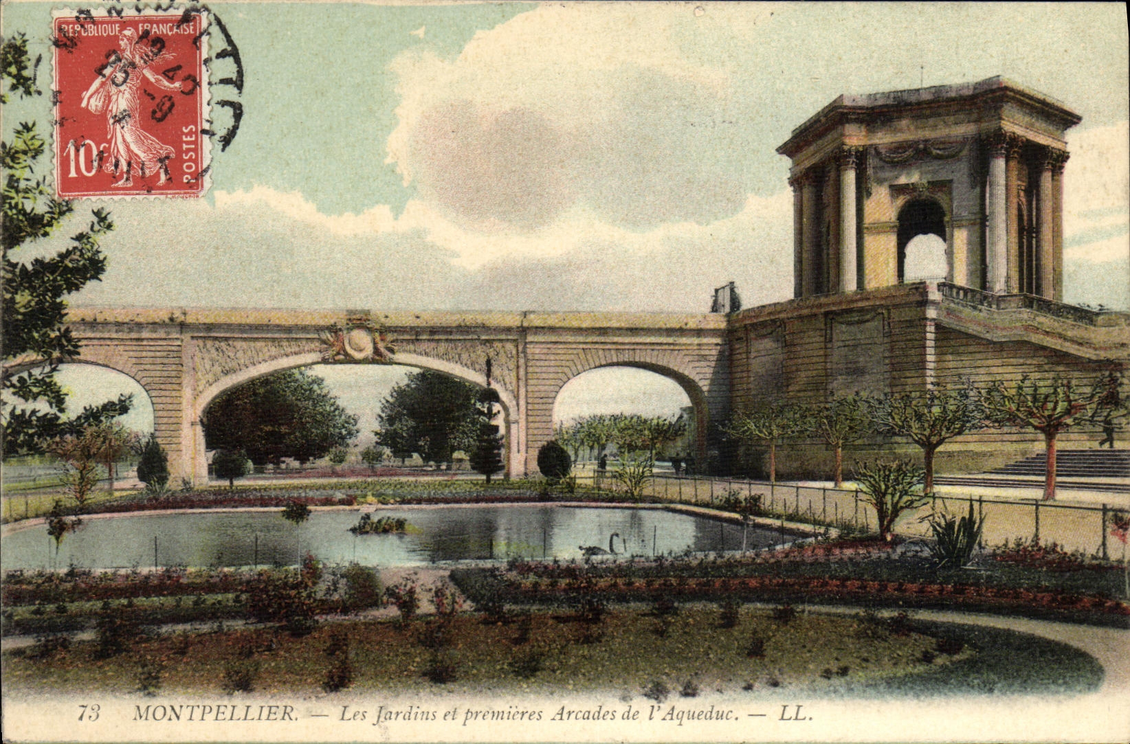 VINTAGE POSTCARD Montpellier Gardens And First Arcades Of the Aqueduct