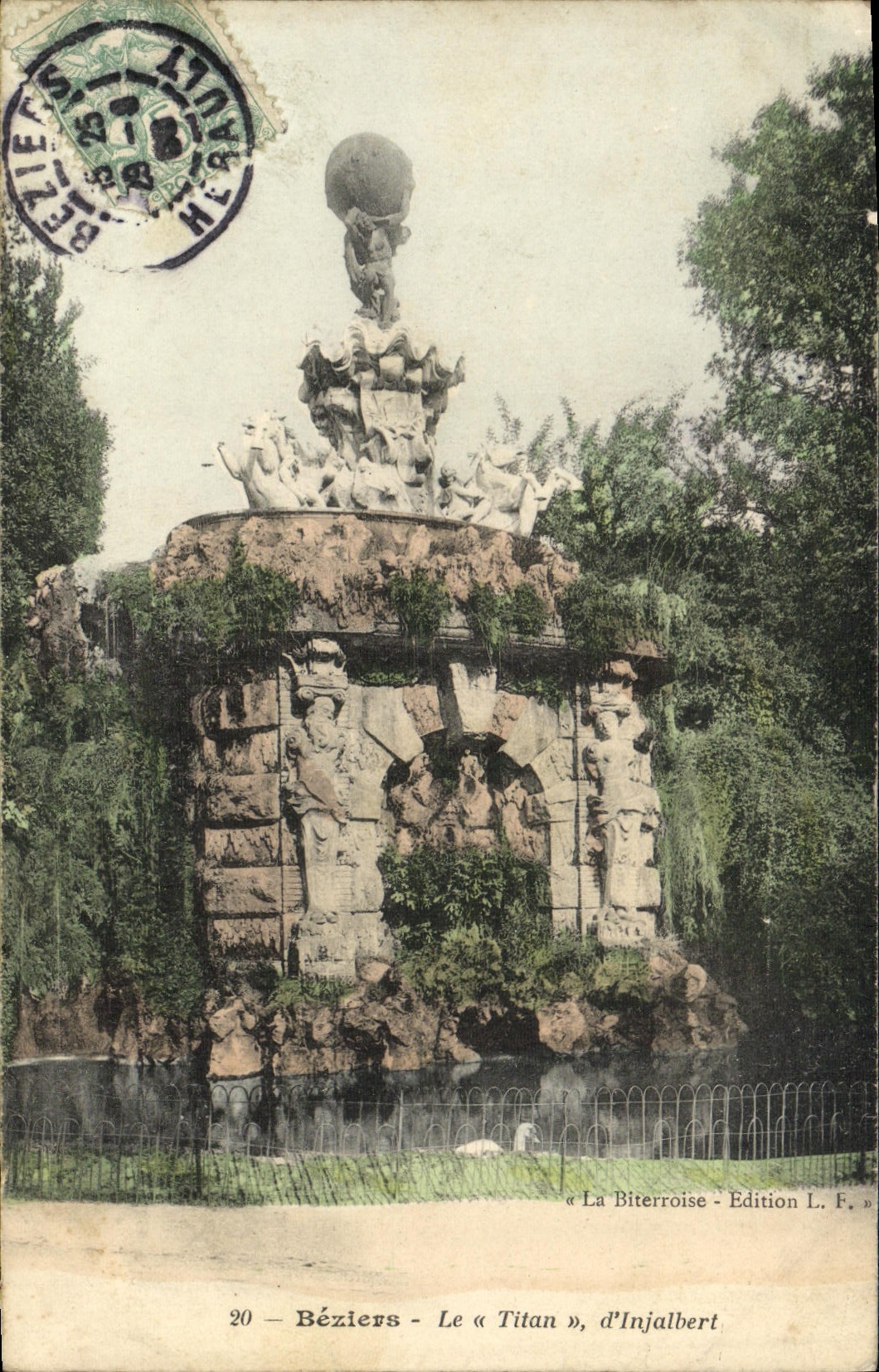 VINTAGE POSTCARD Beziers Titan d' Injalbert
