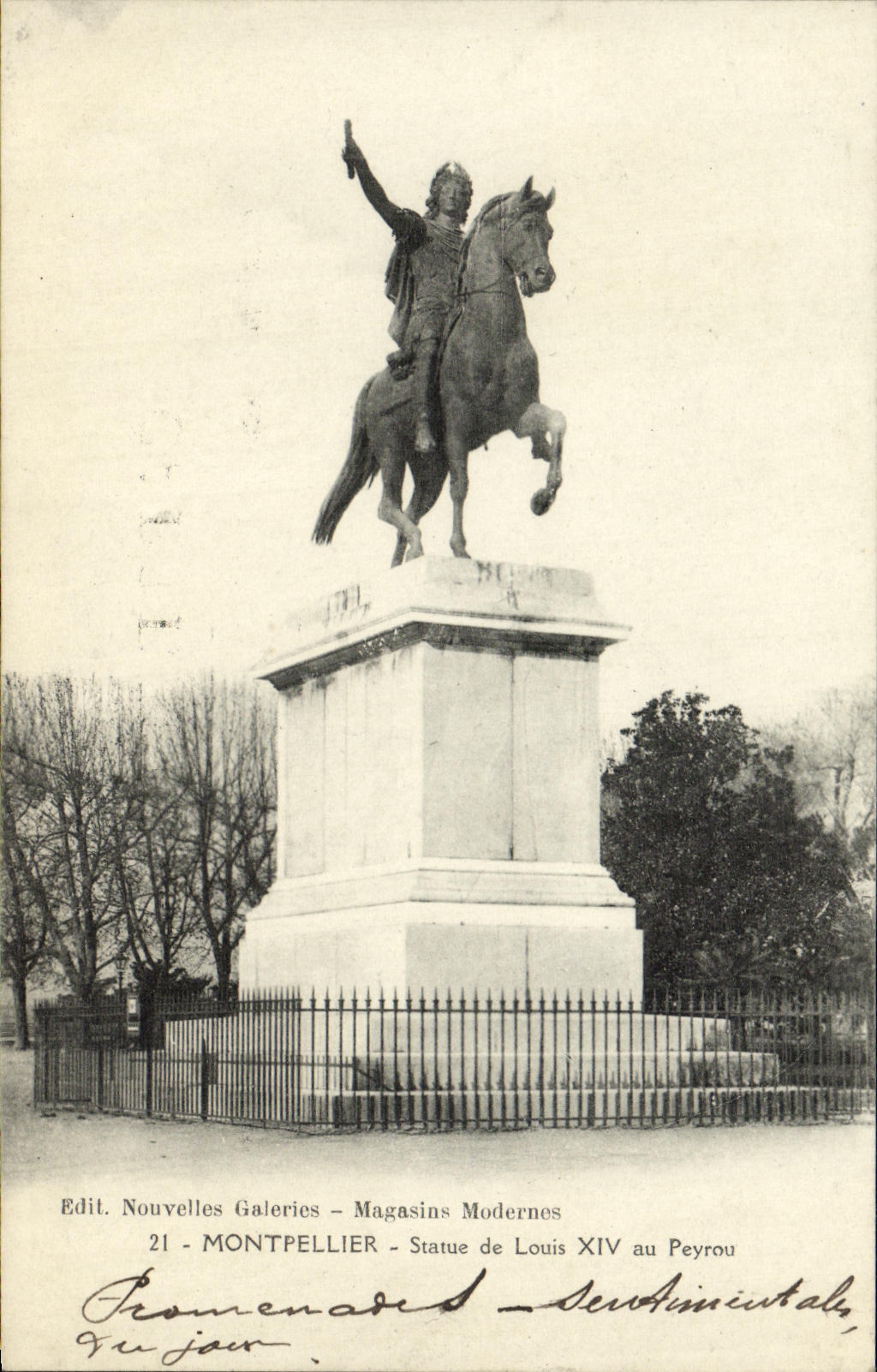 VINTAGE POSTCARD Montpellier Rules Of Louis XIV with the peyrou