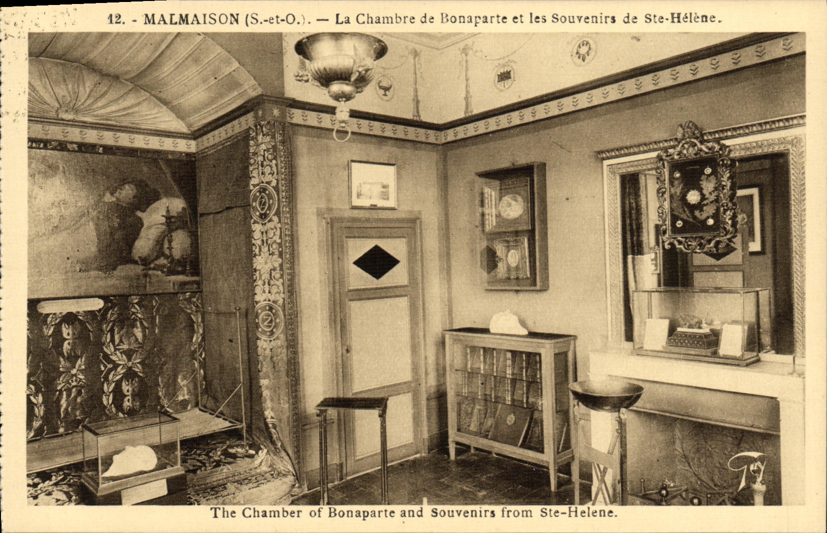 VINTAGE POSTCARD Malmaison the Room De Bonaparte and memories of co. Helene Napoleon 1st