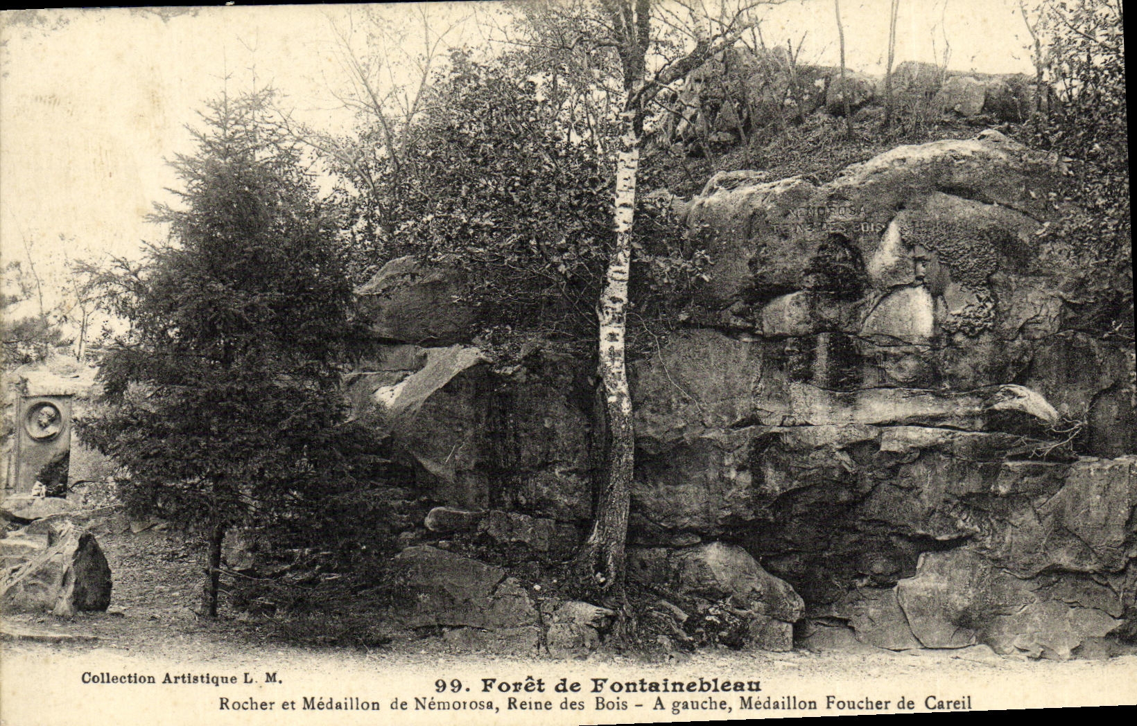 CPA Foret de Fontainebleau rocher et medaillon Foucher de Careil