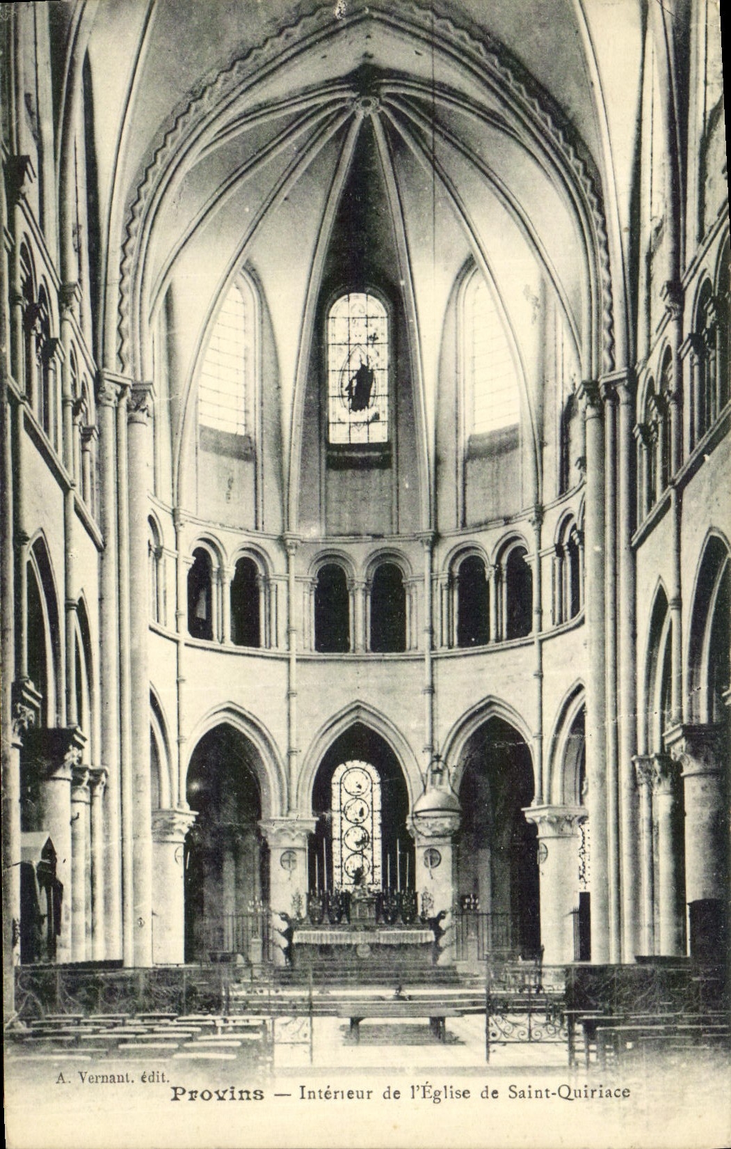 VINTAGE POSTCARD Layered branches Interior of the church of saint quiriace