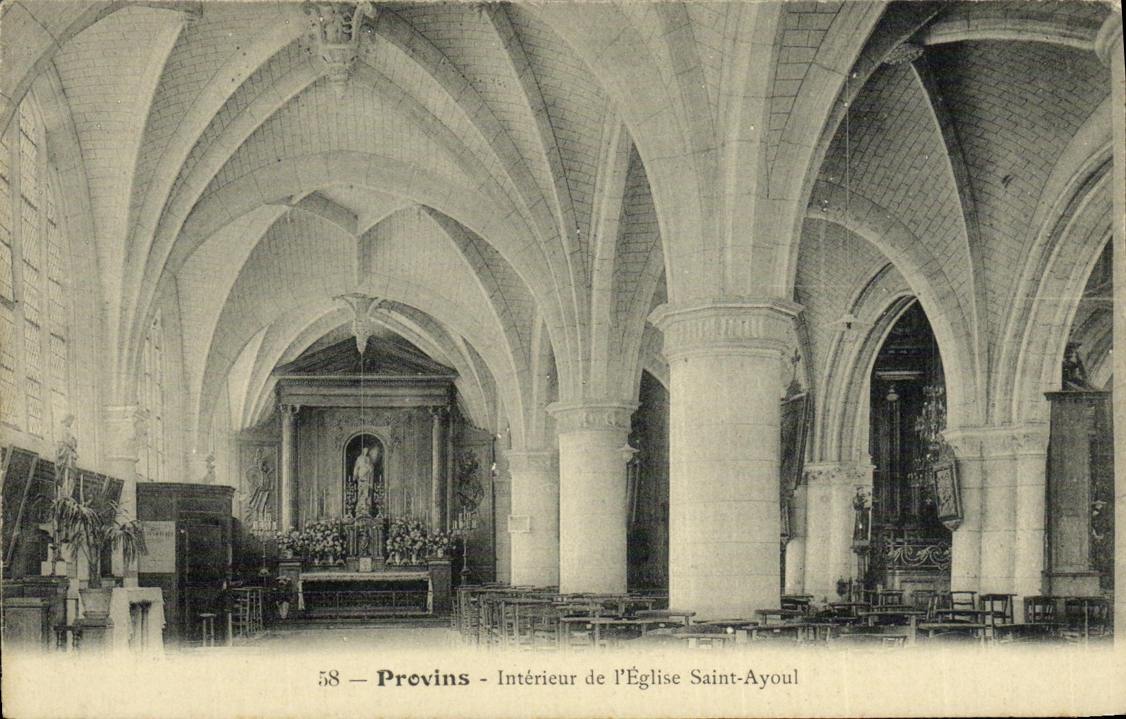 VINTAGE POSTCARD Layered branches holy Interior of the church ayoul