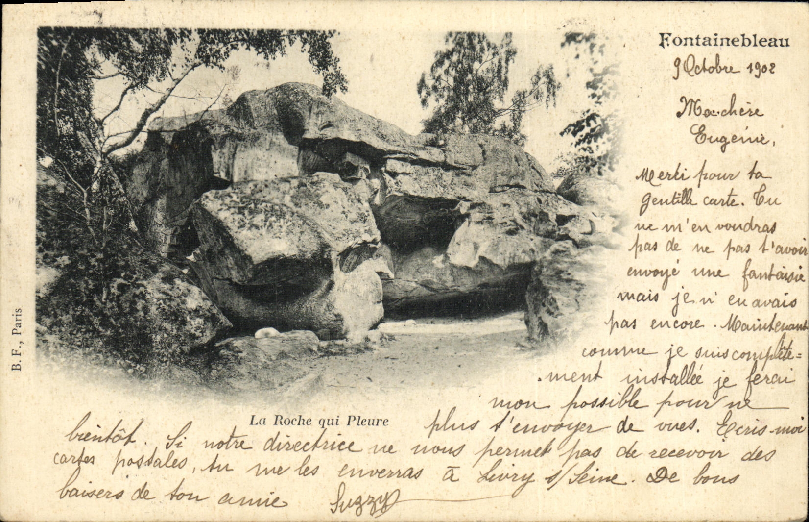 VINTAGE POSTCARD Fontainebleau the Rock which Cries