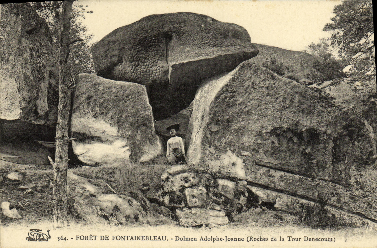 VINTAGE POSTCARD Drill De Fontainebleau Dolmen Adolphe Joanne Rocks of the Denecourt Tower