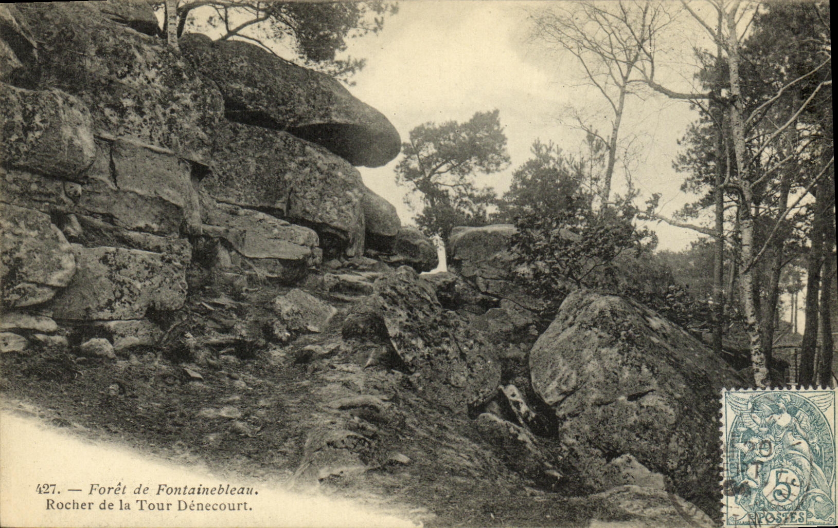VINTAGE POSTCARD Drill De Fontainebleau Roucher Of the Denecourt Tower