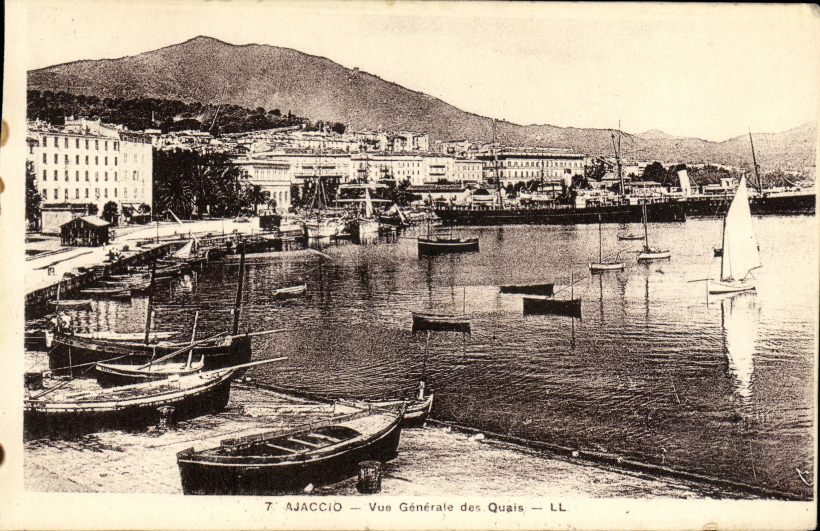 VINTAGE POSTCARD Ajaccio View Of the Quays Boats