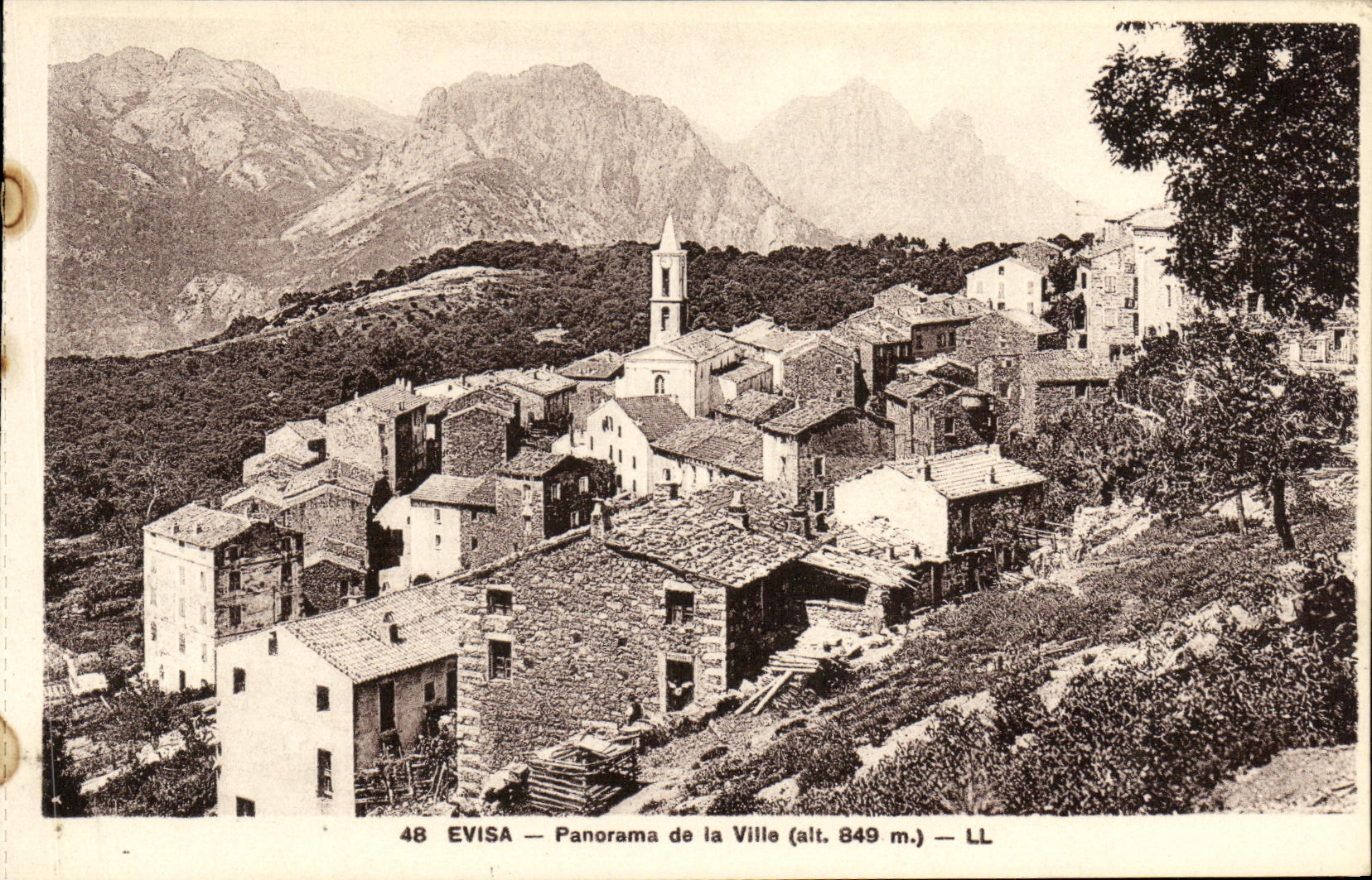 VINTAGE POSTCARD Evisa Panorama of the city