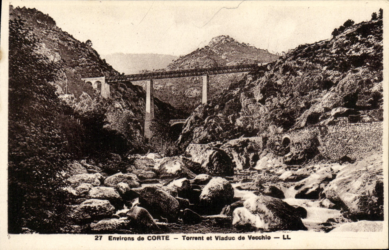 Alrededores de la POSTAL de la VENDIMIA del torrente de Corte y del viaducto del vecchio