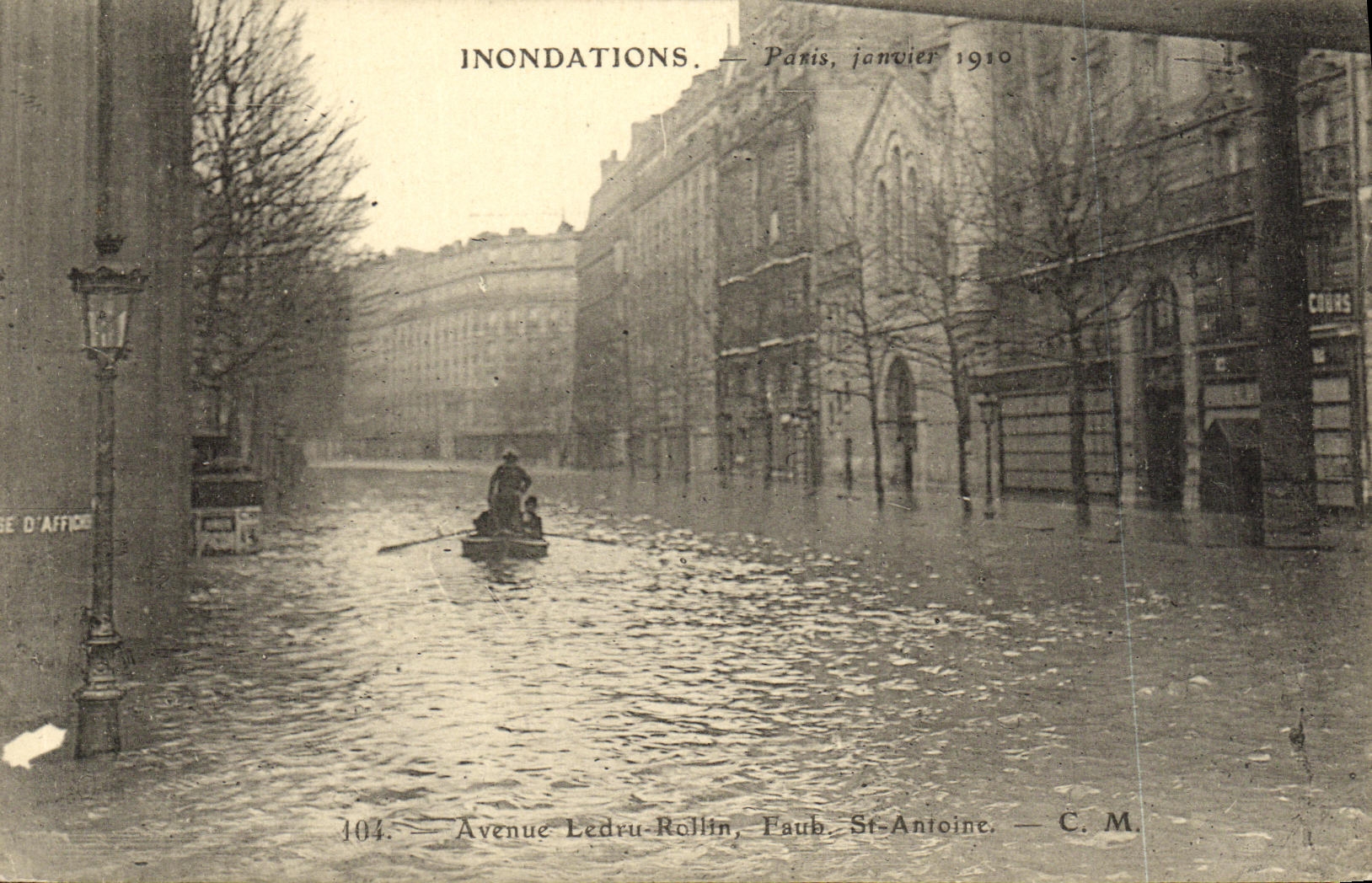 VINTAGE POSTCARD Floods Paris January 1910 Which occurred Ledru Rollin Suburb St Antoine
