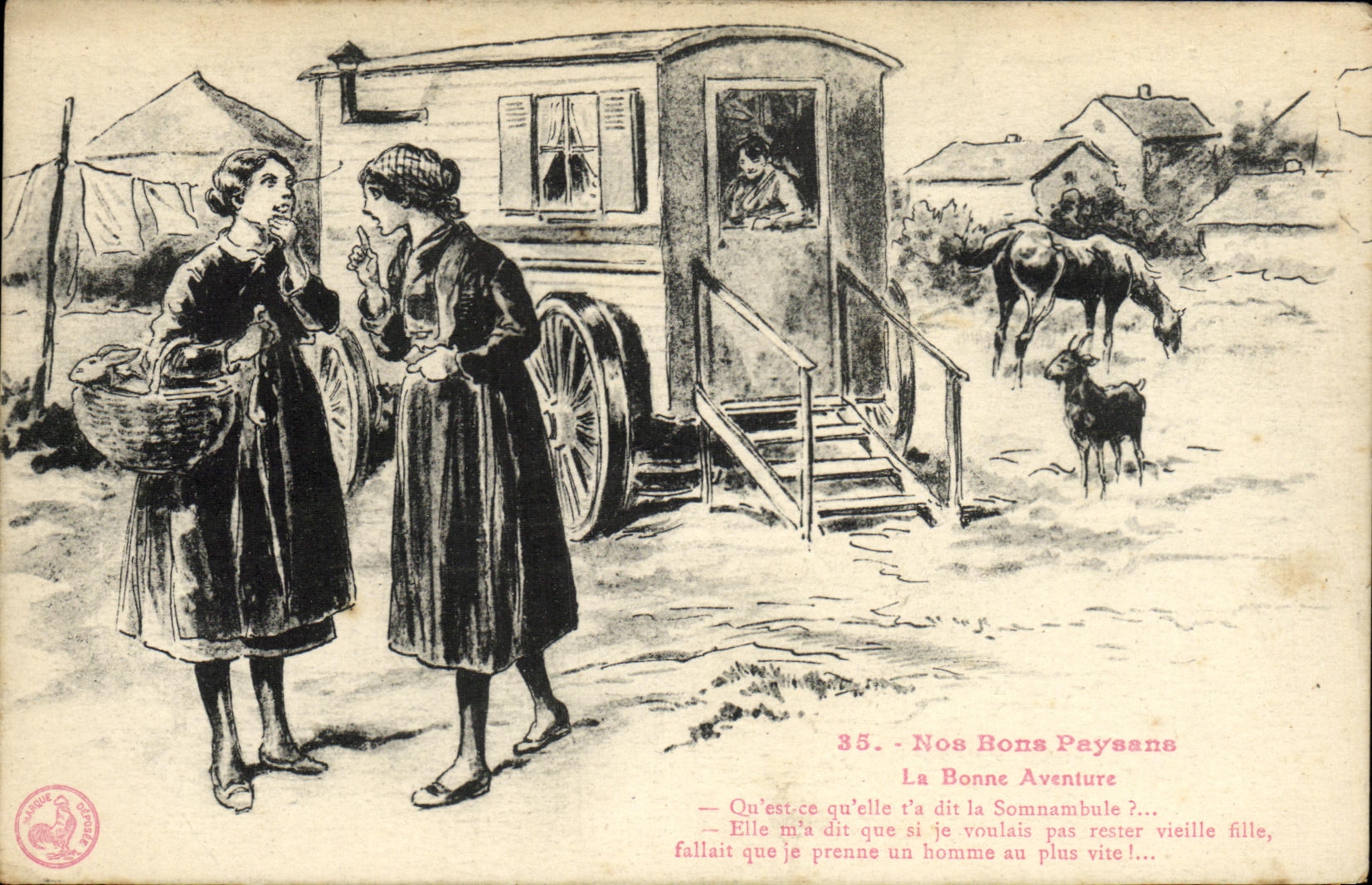 CPA Nos Bons paysans Le Bonne aventure Voyante Chevre 