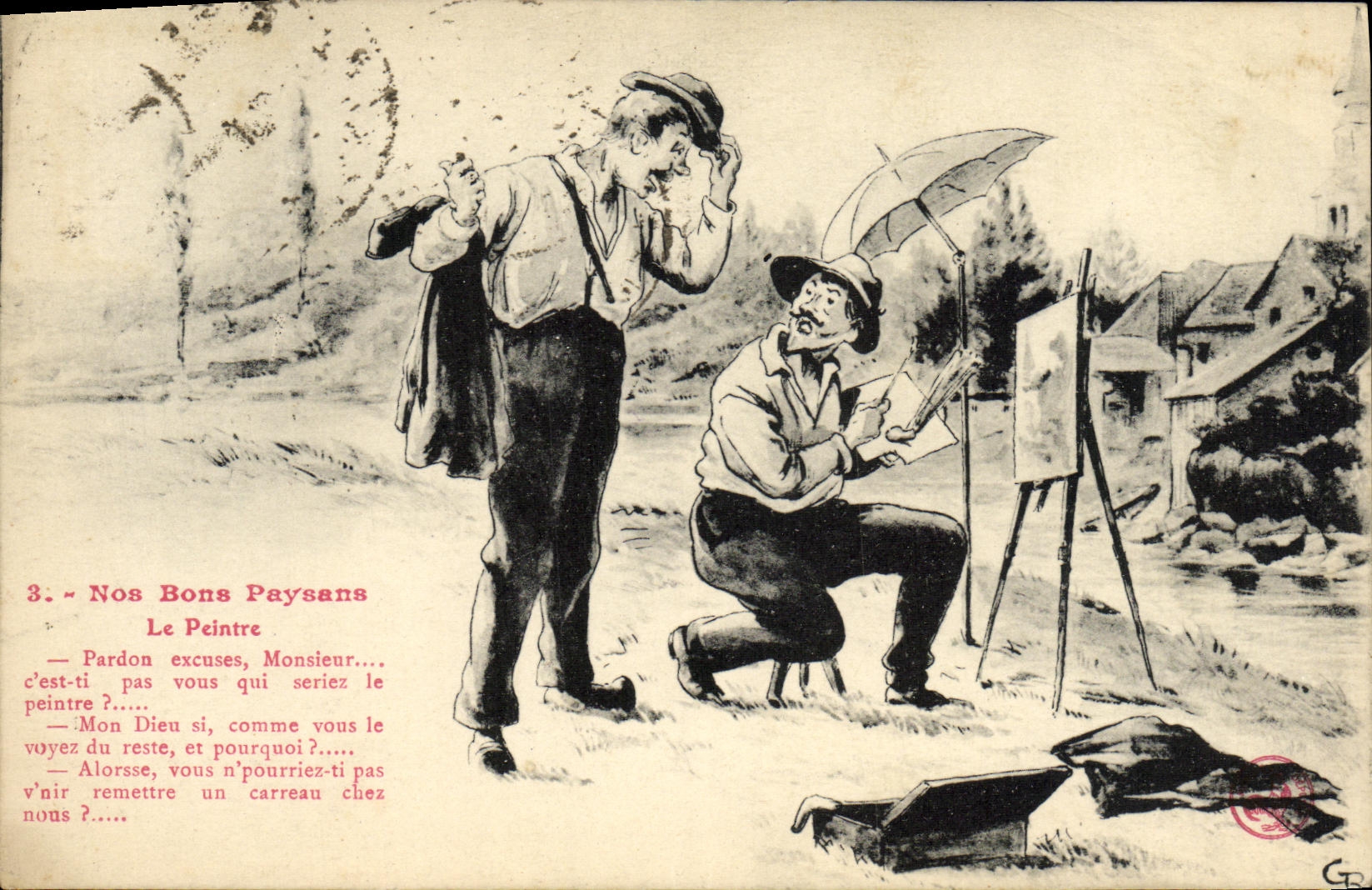 CPA Nos Bons peyaans Le peintre