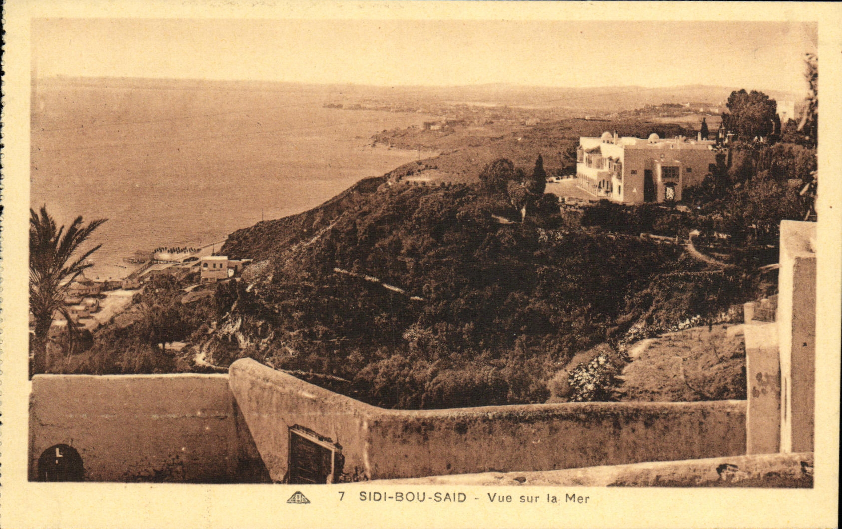 VINTAGE POSTCARD Sidi Bou Said seen on the sea