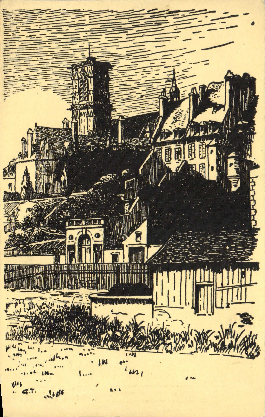 POSTAL de la VENDIMIA los viejos hombres Nevers tardío