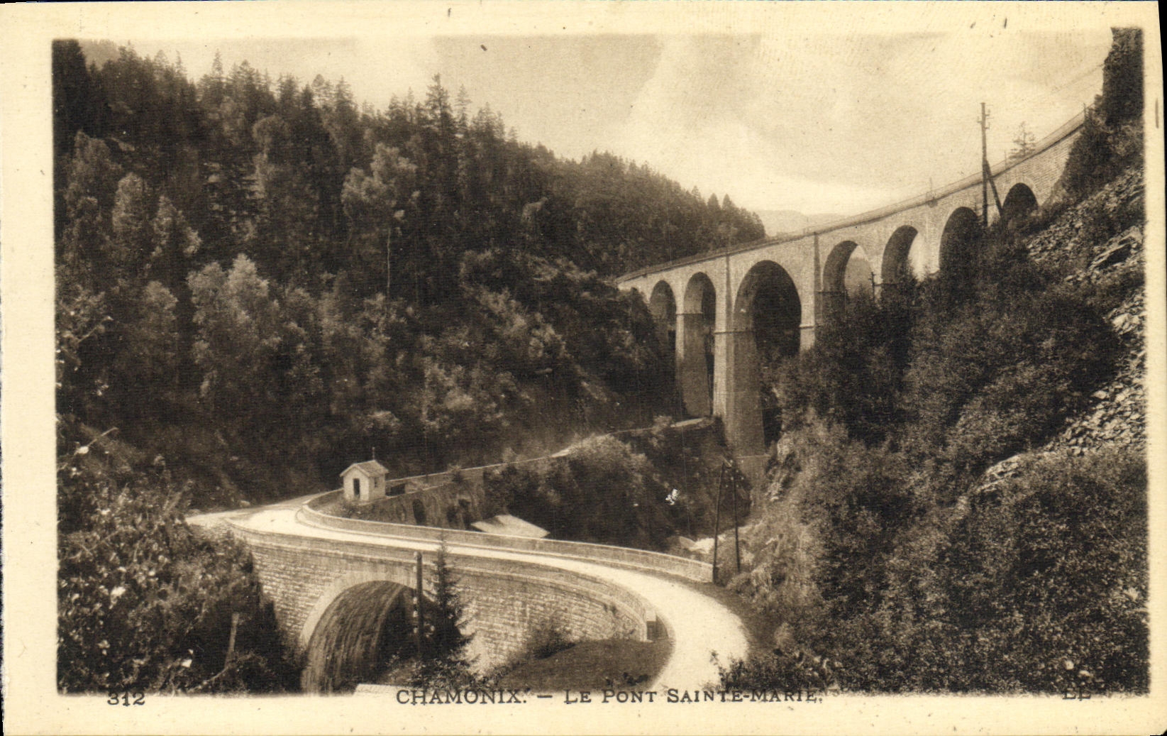 VINTAGE POSTCARD Chamonix the Bridge Sainte Marie