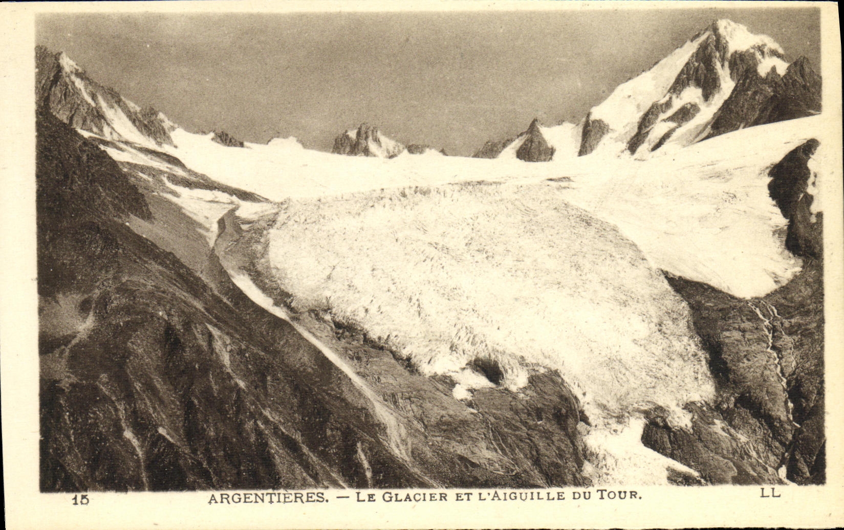 POSTAL Argentieres de la VENDIMIA el glaciar y la aguja de la vuelta