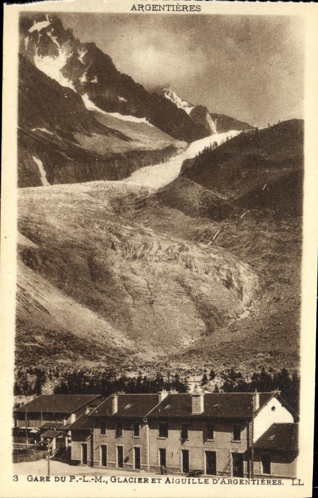 La POSTAL Argentieres de la VENDIMIA parquea P L Sr. Galacier y Aiguille D Argentieres