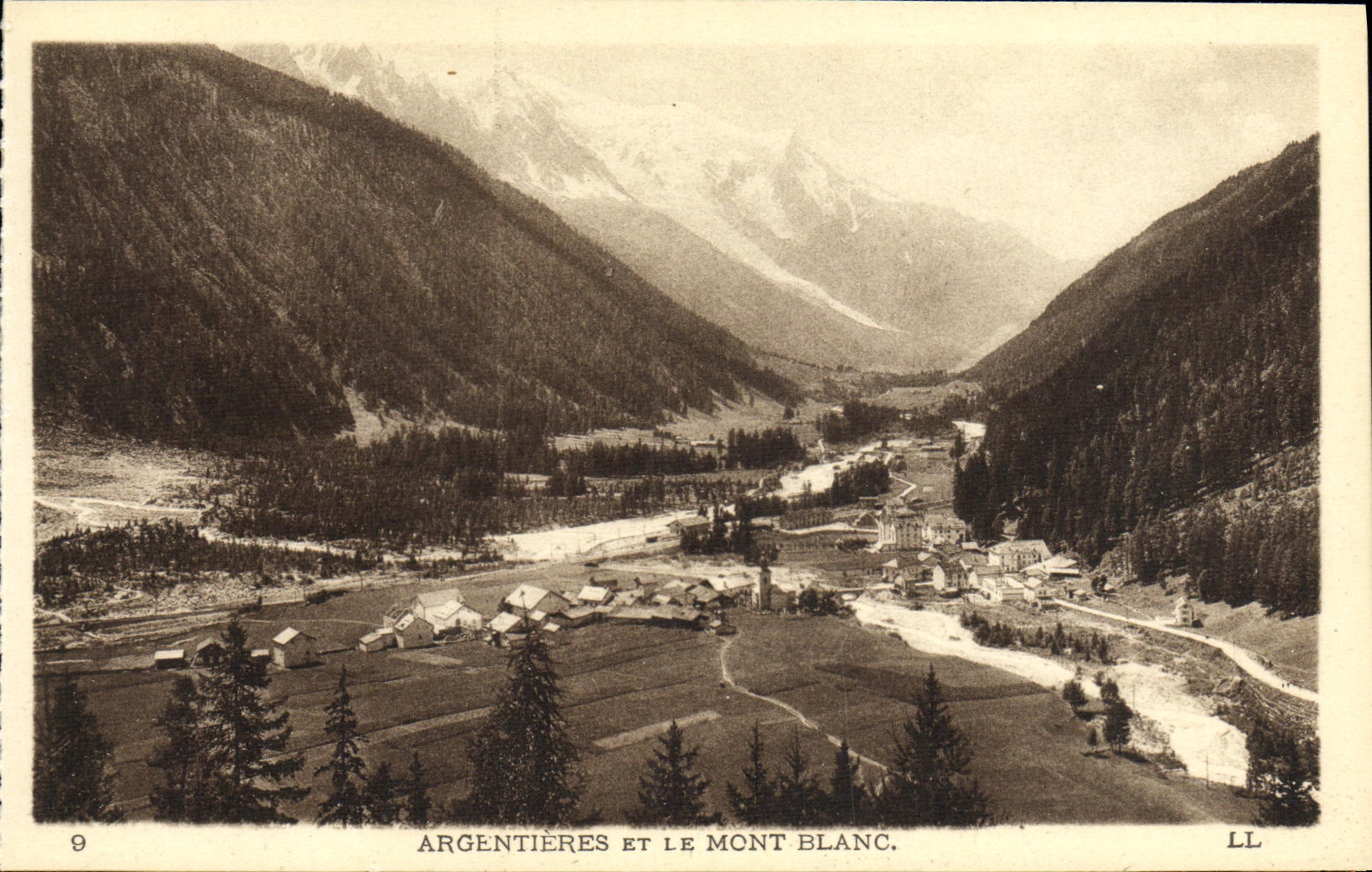 POSTAL Argentieres de la VENDIMIA y el montaje Blanc