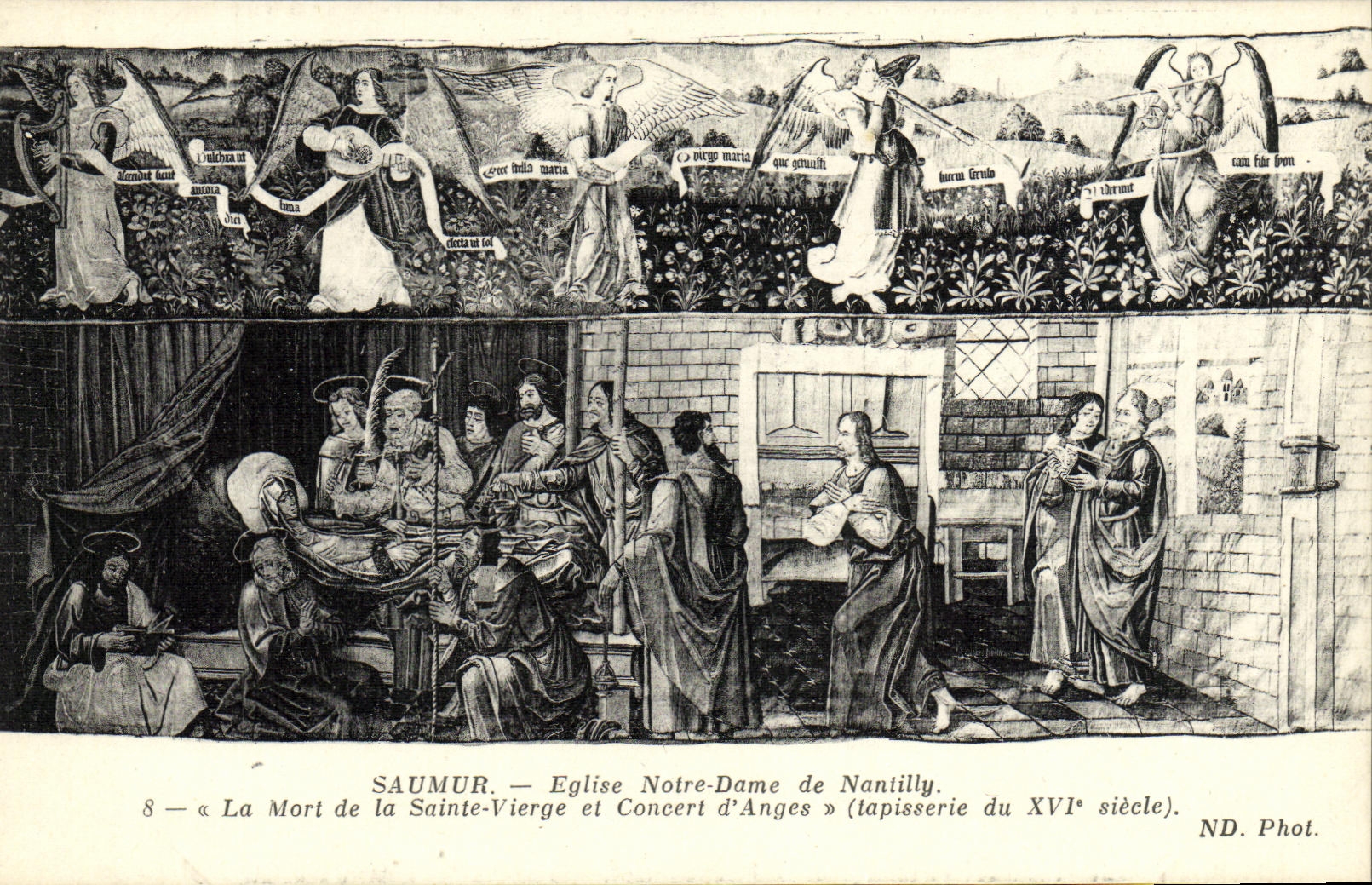 VINTAGE POSTCARD Saumur Church Notre Dame de Nantilly Dead of Blessed Virgin and concert of angels