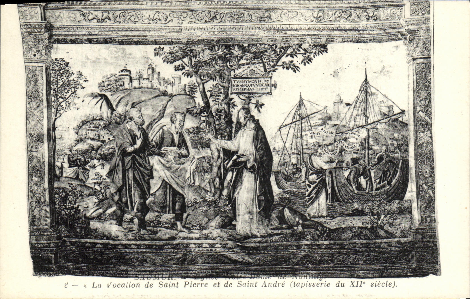 VINTAGE POSTCARD Saumur Church Notre Dame de Nantilly the vocation of Saint Pierre and Saint Andre