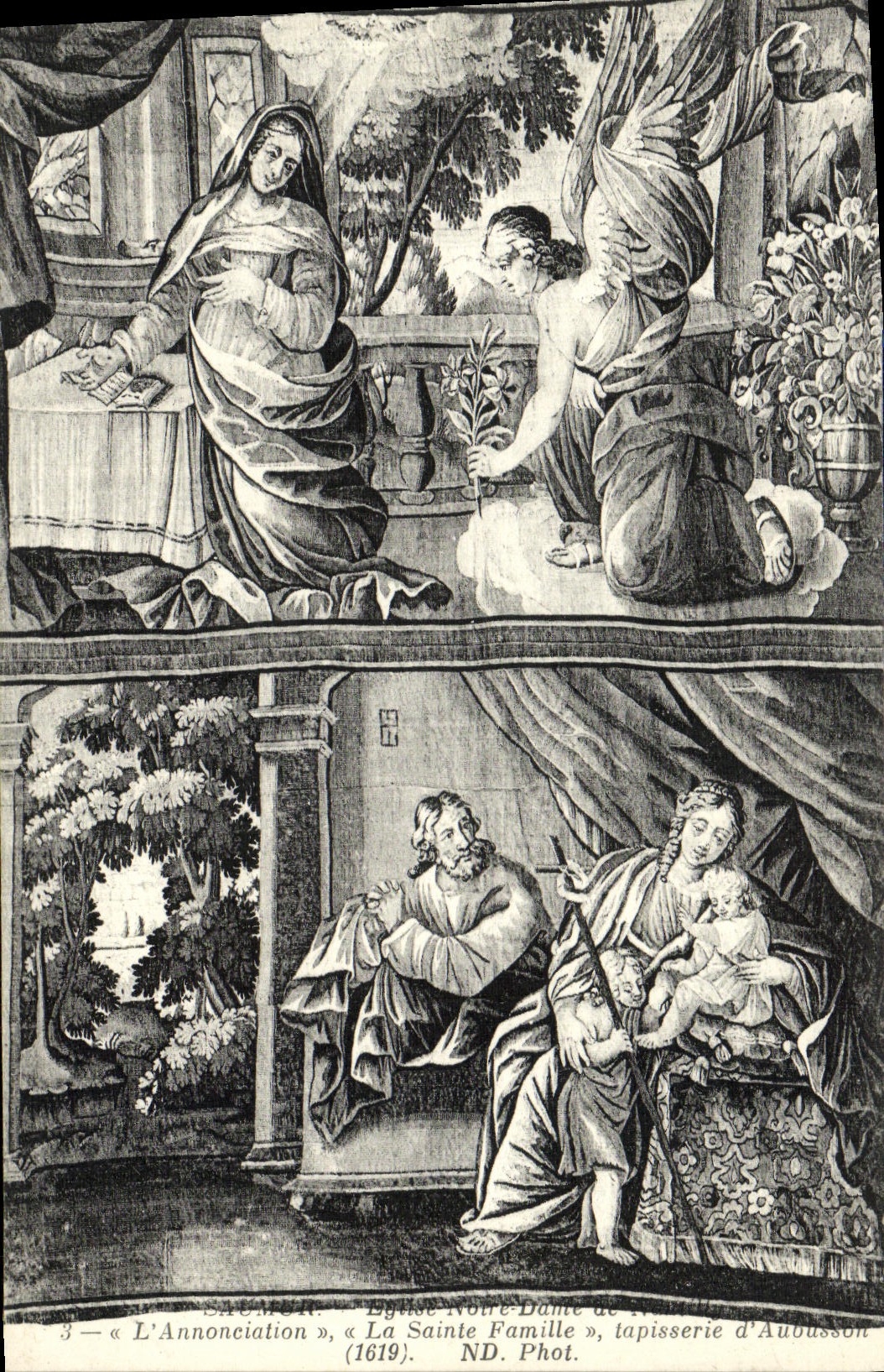 VINTAGE POSTCARD Saumur Church Notre Dame de Nantilly Annunciation the Aubusson Holy Family